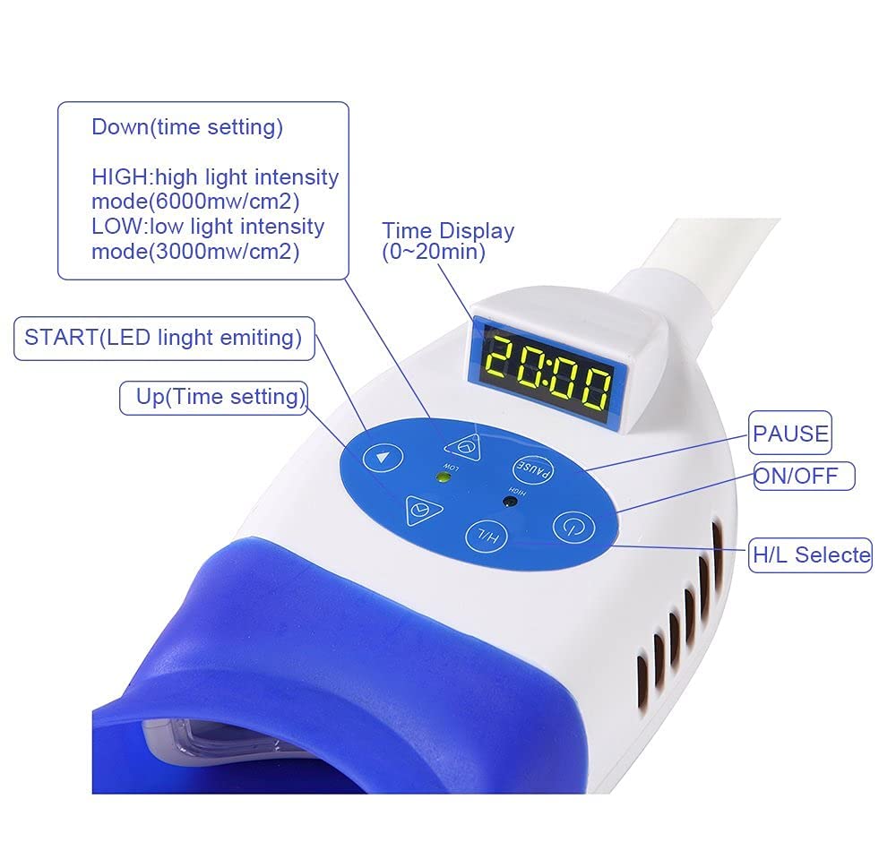 36W LED Teeth Whitening Lamp with Floor Stand - Dental Cold Light Accelerator for Oral Care & Bleaching, Includes 10 Blue LED Lights (Fast US Shipping) | Perfect for Home Teeth Whitening & Professional Dental Care