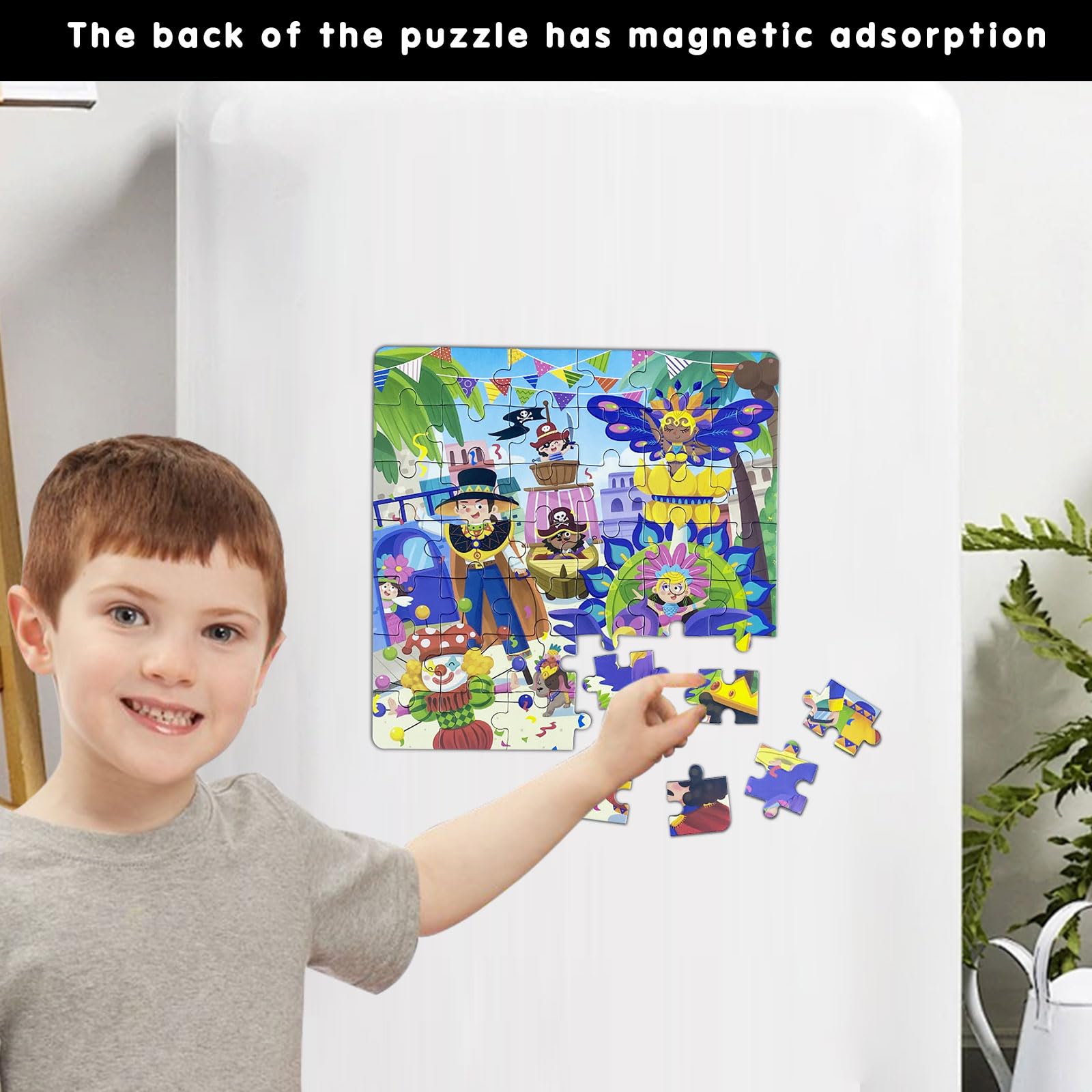 Magnetic Puzzle Book for Kids Ages 2-6 - 3-in-1 Folding Quiet Book with Magnetic Pieces | Educational Travel Toy for Toddlers & Preschool Learning Activities | Perfect for Car Rides, Airplane Trips & Quiet Time Play