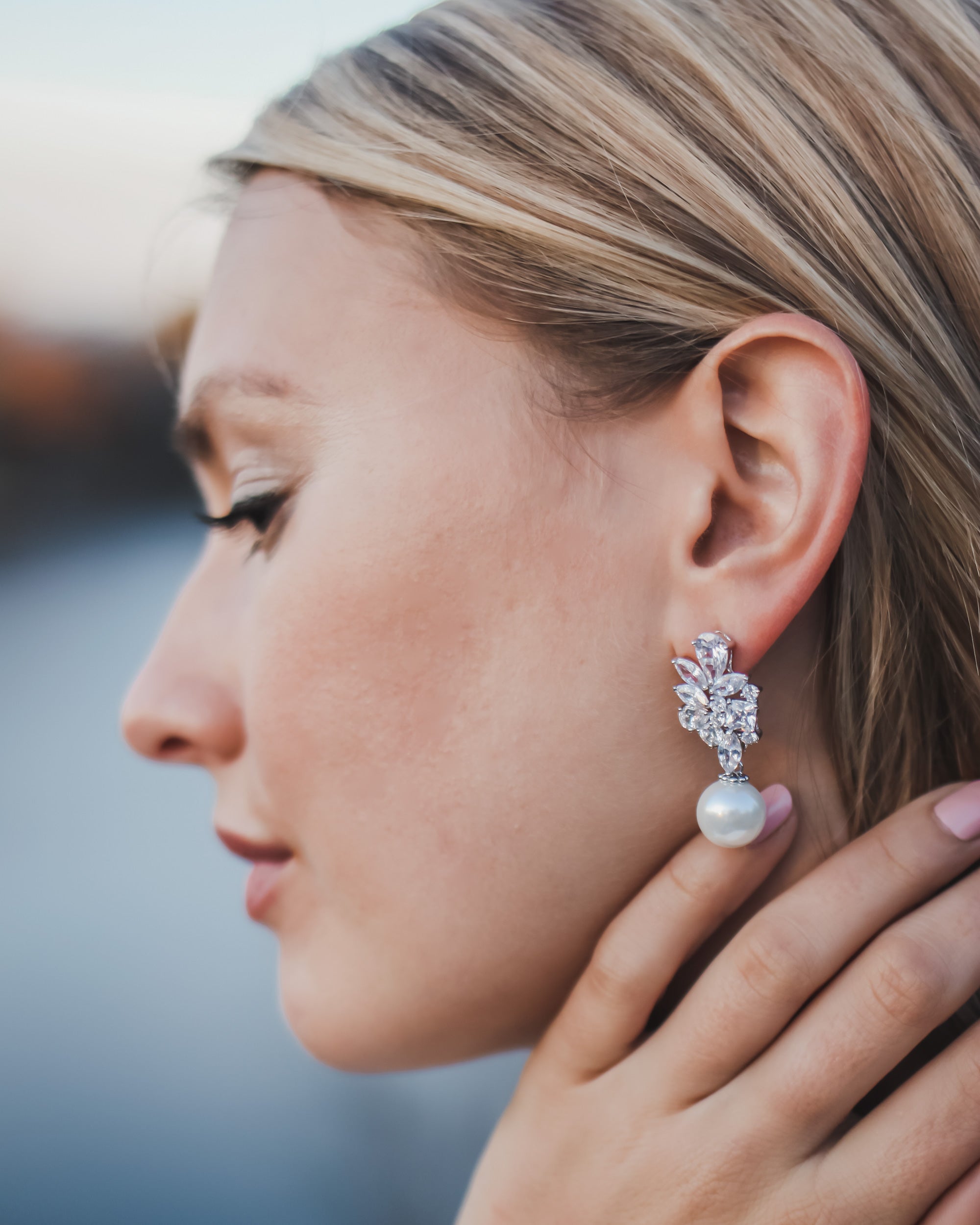Serenity Pearl & Cubic Zirconia Earrings for Women - Elegant Dangle Drop Earrings for Wedding, Party & Special Occasions