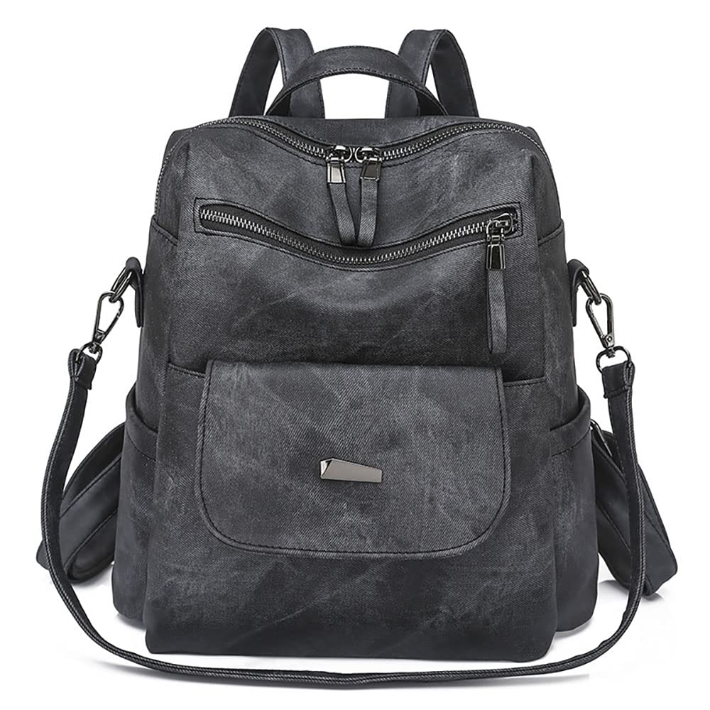 Stylish Vintage Women's Large Capacity Backpack - Multipurpose Travel & Work Bag for Commuters & Students (Black) | Perfect for Office, College & Outdoor Adventures