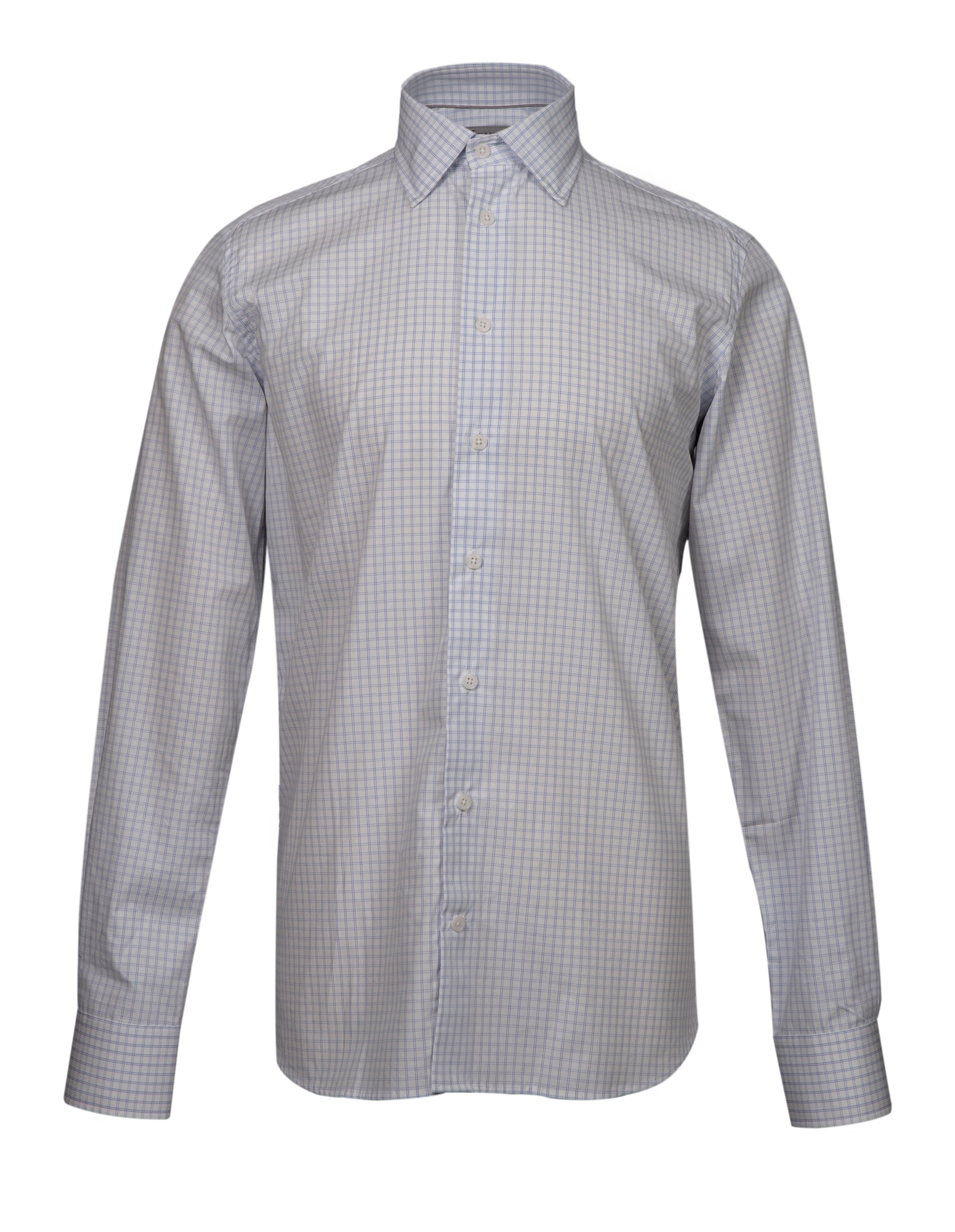 HENRY SARTORIAL Classic Fit Check Blended Cotton Shirt for Men - Blue & White Plaid Casual Button Down Shirt - Perfect for Office, Business Meetings & Smart Casual Outfits
