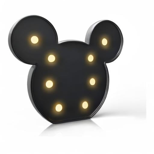 Battery-Powered Mouse Night Light for Kids - Black Mouse Decor for Bedroom, Wall Decor & Birthday Party Decorations - Perfect for Kids Room, Nursery & Sleep Aid