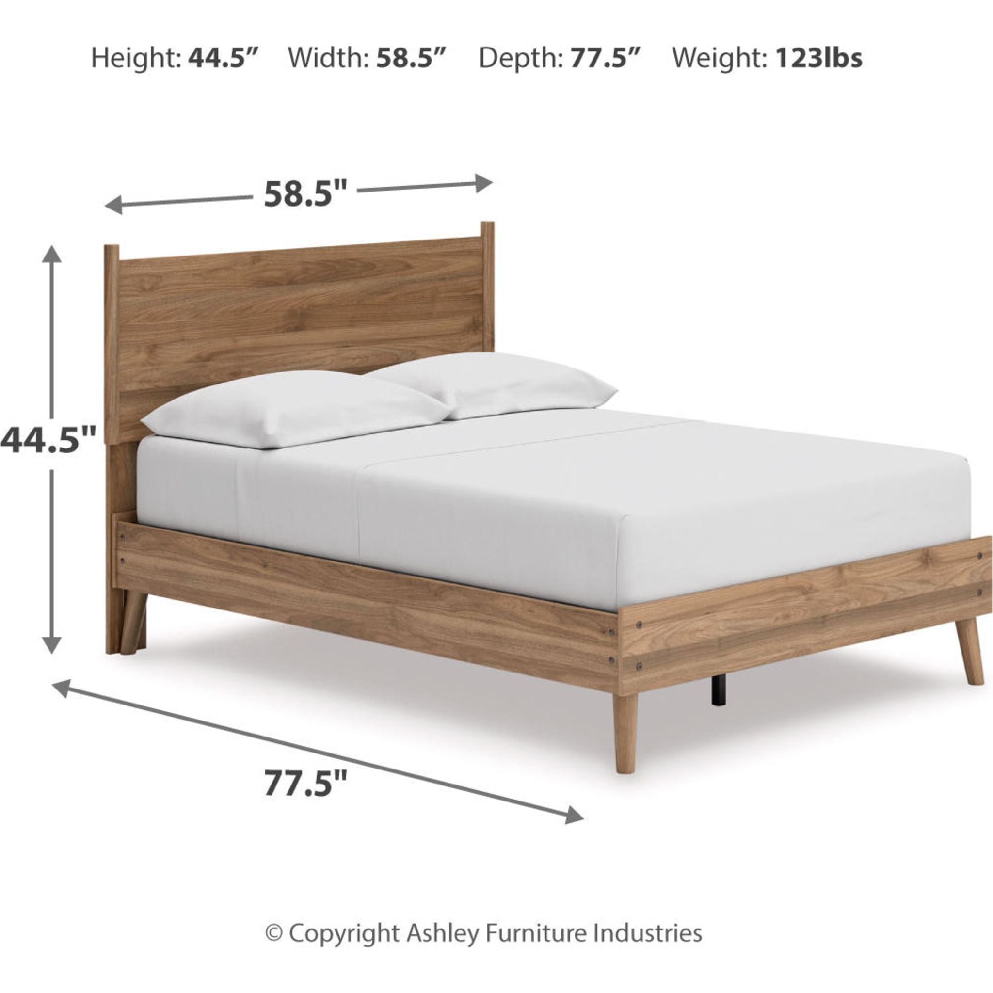 Aprilyn Full Platform Bed Frame - Honey Finish, Queen Size, Solid Wood, Modern Minimalist Design for Bedroom, Living Room, or Guest Room
