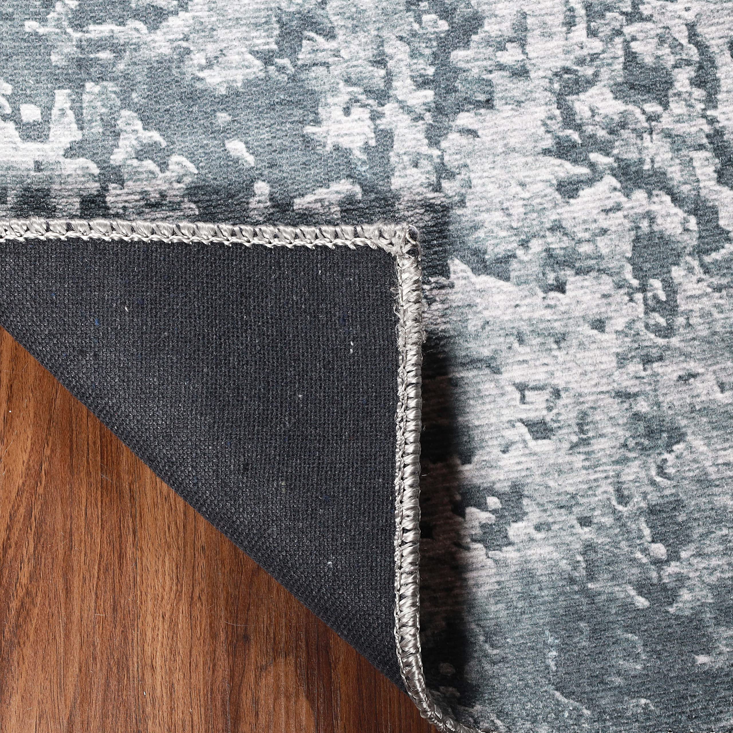 Modern Abstract Area Rug - Soft Cotton Backed Indoor Carpet for Living Room, Bedroom, Office - 7'6