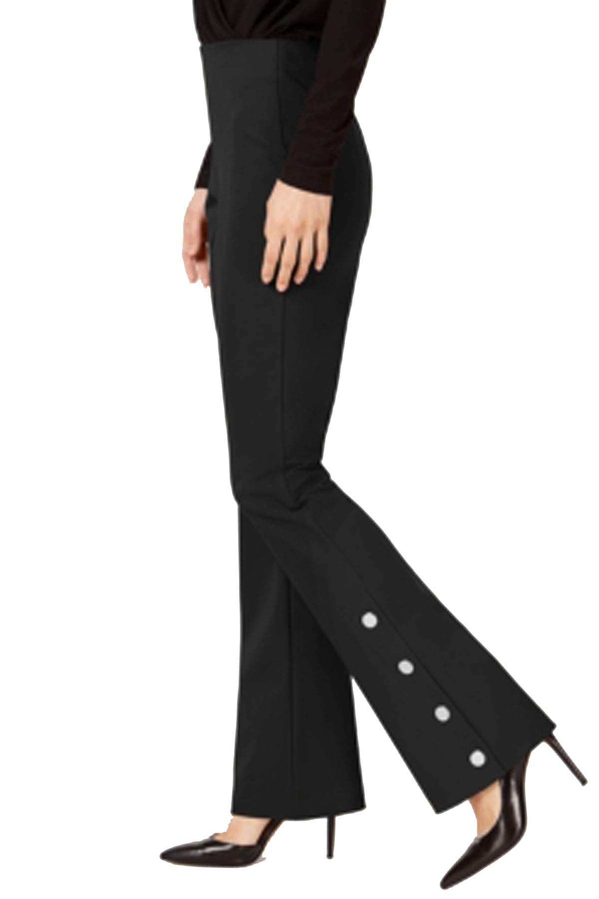 INC Petite Snap Bottom Boot Leg Pants for Women - High Waisted Stretch Denim Jeans - Casual & Work Pants for Everyday Wear, Office, and Night Out