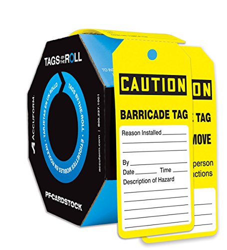 Accuform 250 Caution Barricade Tags by-The-Roll – OSHA Compliant, Tear & Water Resistant PF-Cardstock Safety Tags (6.25