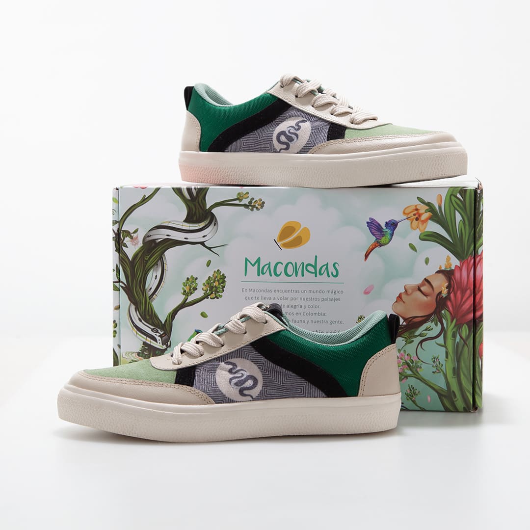 Anaconda Amazonica Macondas Women's Leather Casual Sneakers - Comfortable Walking Shoes for Work, Travel & Everyday Wear