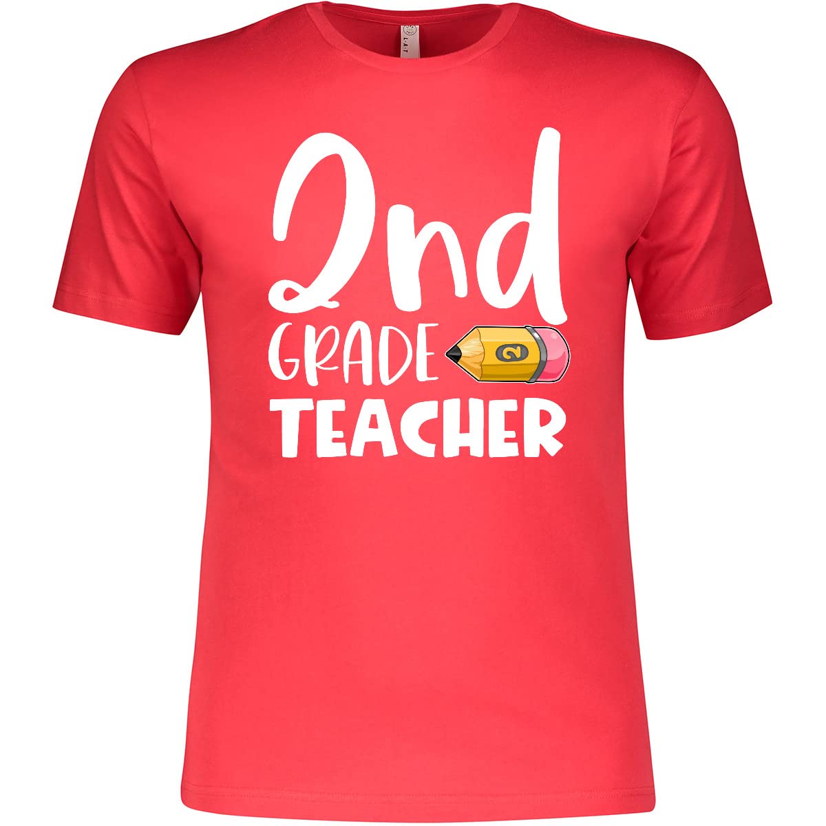 Inktastic Second Grade Teacher Pencil Graphic T-Shirt - Fun & Comfortable Tee for Classroom, School Events & Teacher Appreciation Gifts