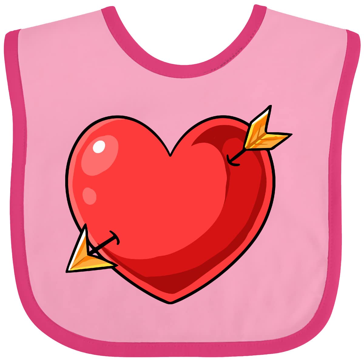 Inktastic Red Heart with Arrow Baby Bib - Soft Cotton Drool Bib for Infants & Toddlers - Perfect for Feeding, Teething, and Messy Playtime