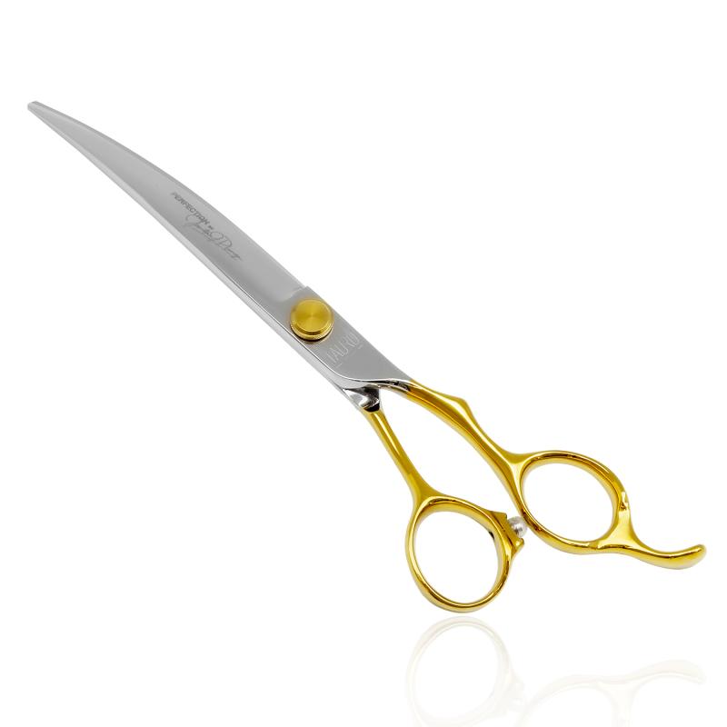 Tauro Pro Line Professional Hair Cutting Scissors - 440C Stainless Steel Sharp Blades, Golden Ergonomic Handles, Curved Design for Precision Styling - Perfect for Salon Stylists & Home Haircuts