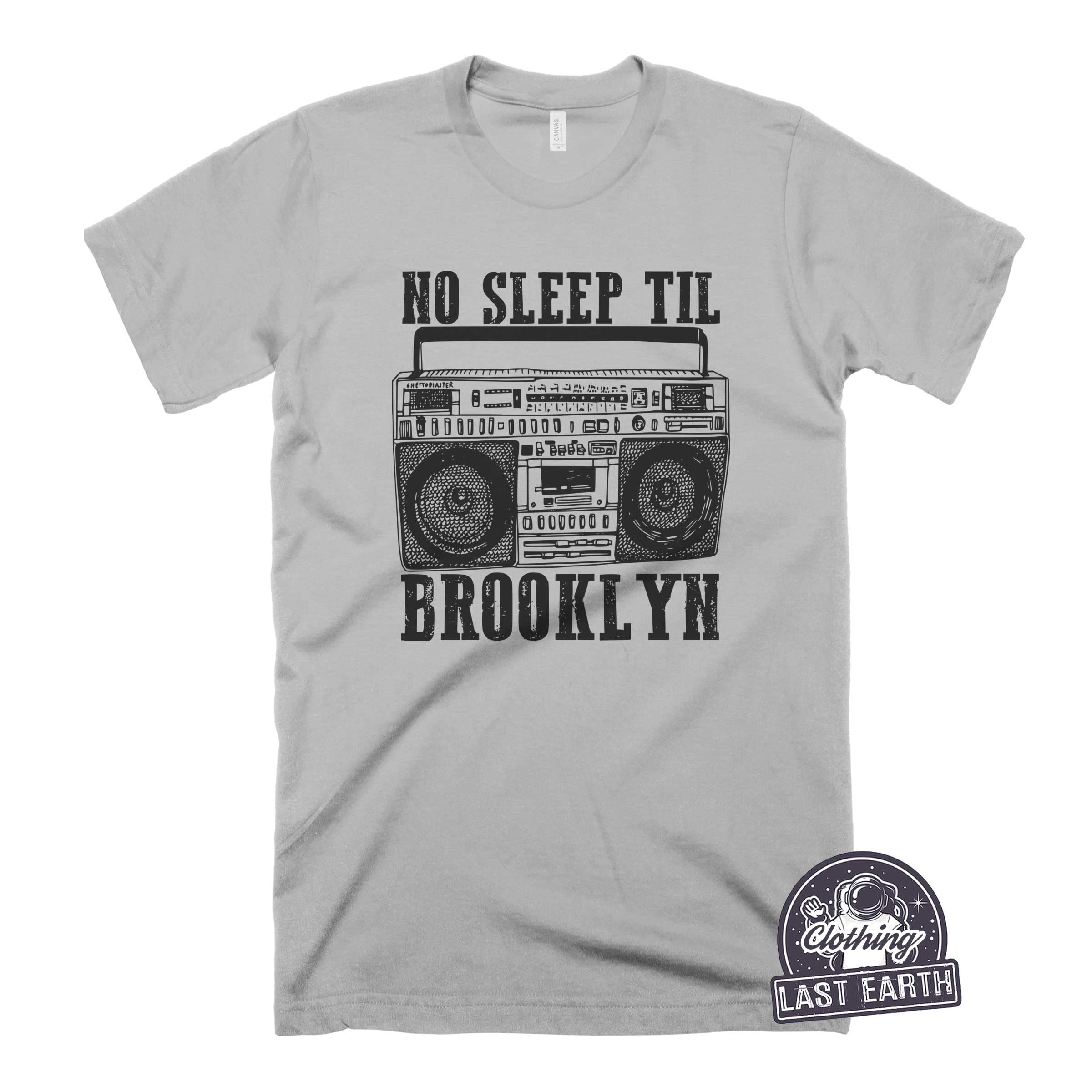 Oldschool Boombox Vintage Graphic T-Shirt - No Sleep Til Brooklyn Hip Hop Music Tee | Retro Radio Shirt for Concerts & 90s Theme Parties