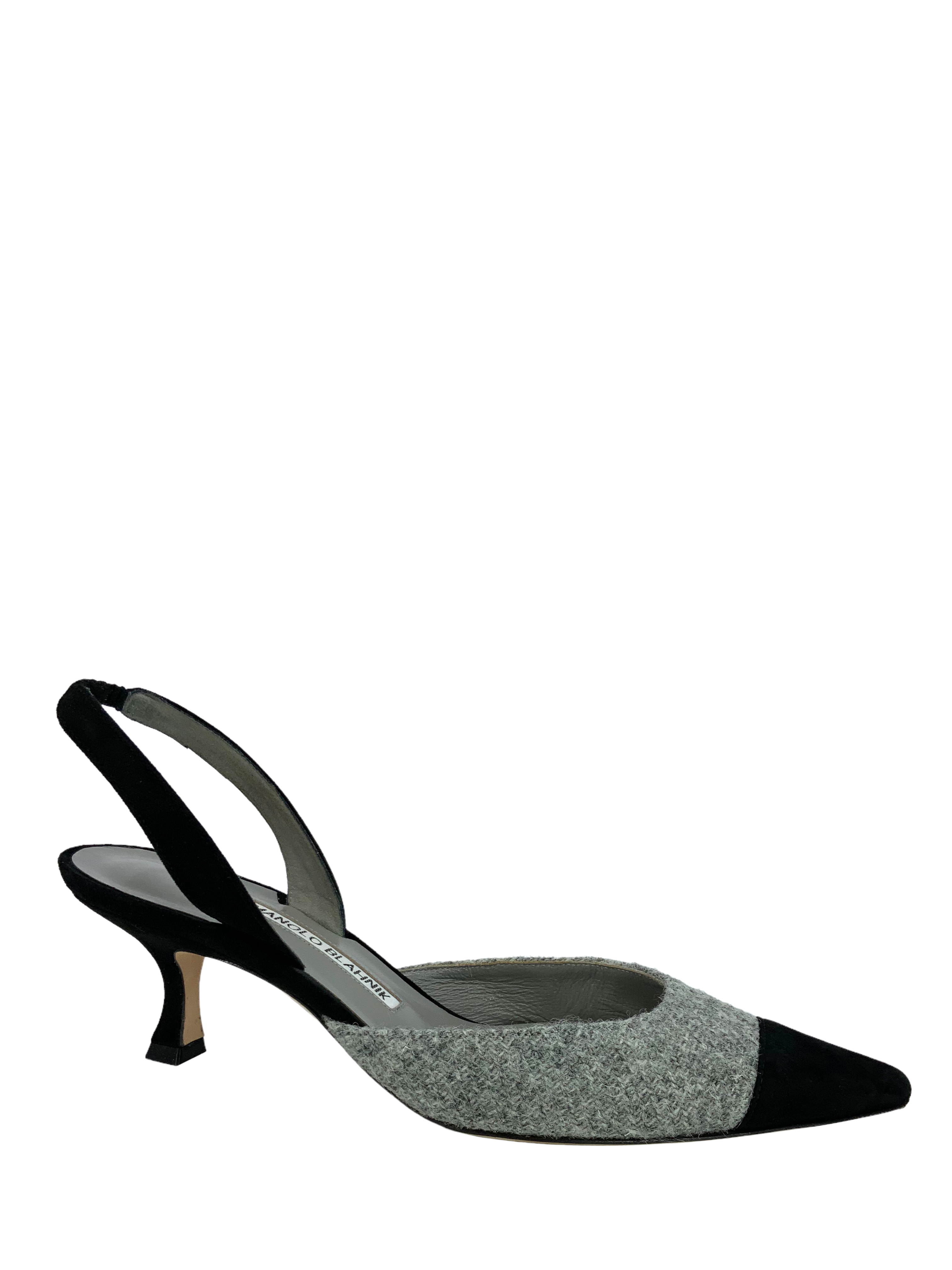 Manolo Blahnik Tweed Carolyne Slingback Pumps - Women's Size 8 (US) | Elegant Heels for Weddings, Parties & Special Occasions