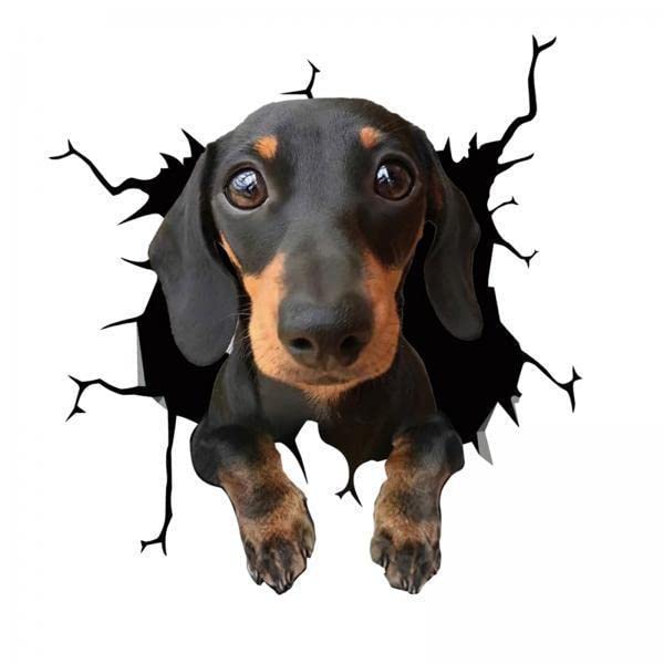 Homyl 2-Pack Realistic 3D Dog Stickers - Durable Static Window Clings for Car, Truck, Fridge & Bathroom Decor - Funny Pet Gift & Crack Decals for Home & Office Use