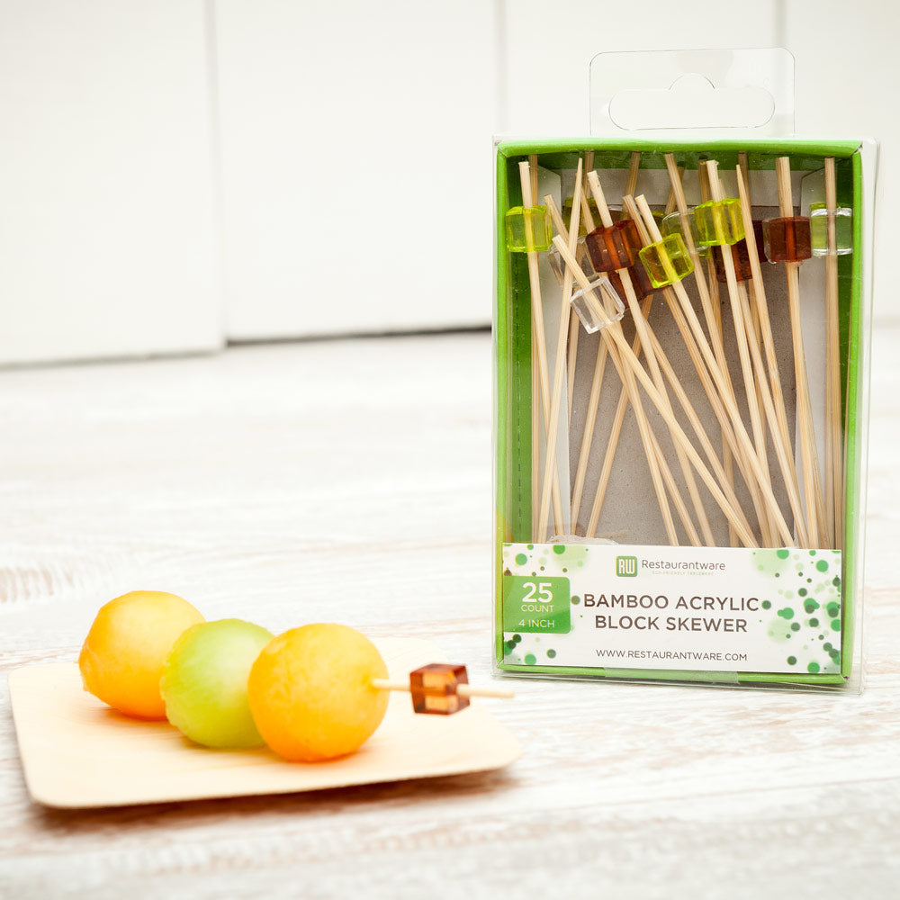 Premium Bamboo & Acrylic Skewers - 25-Piece Set for Grilling, BBQ, and Cocktail Garnishes - Durable Reusable Skewers for Shish Kabob, Fruit, and Appetizers
