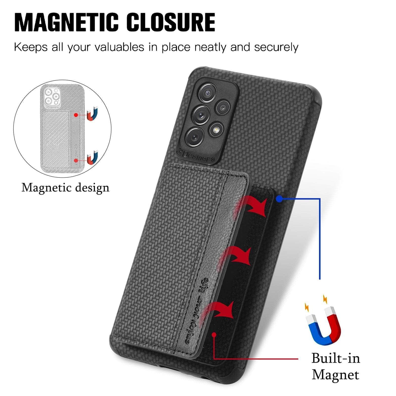 Magnetic Wallet for Samsung Galaxy A34 - Slim Card Holder Phone Case with RFID Protection | Perfect for Travel, Shopping & Daily Use