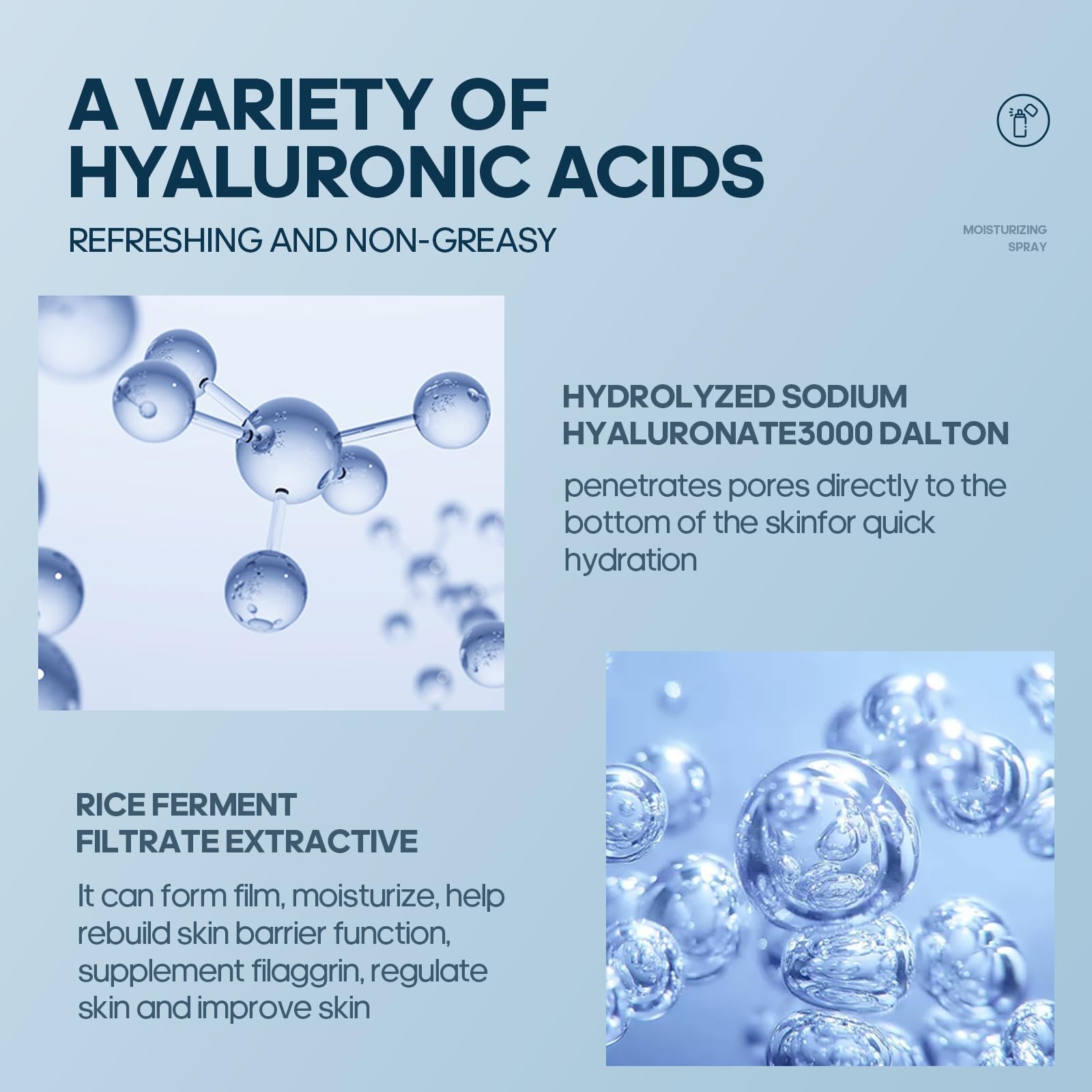 Hydrating Face Mist Spray with RICE Ferment Filtrate - 3.4 FL OZ Facial & Body Moisturizer for Dry Skin | Perfect for Travel, Gym & Daily Skincare Routine