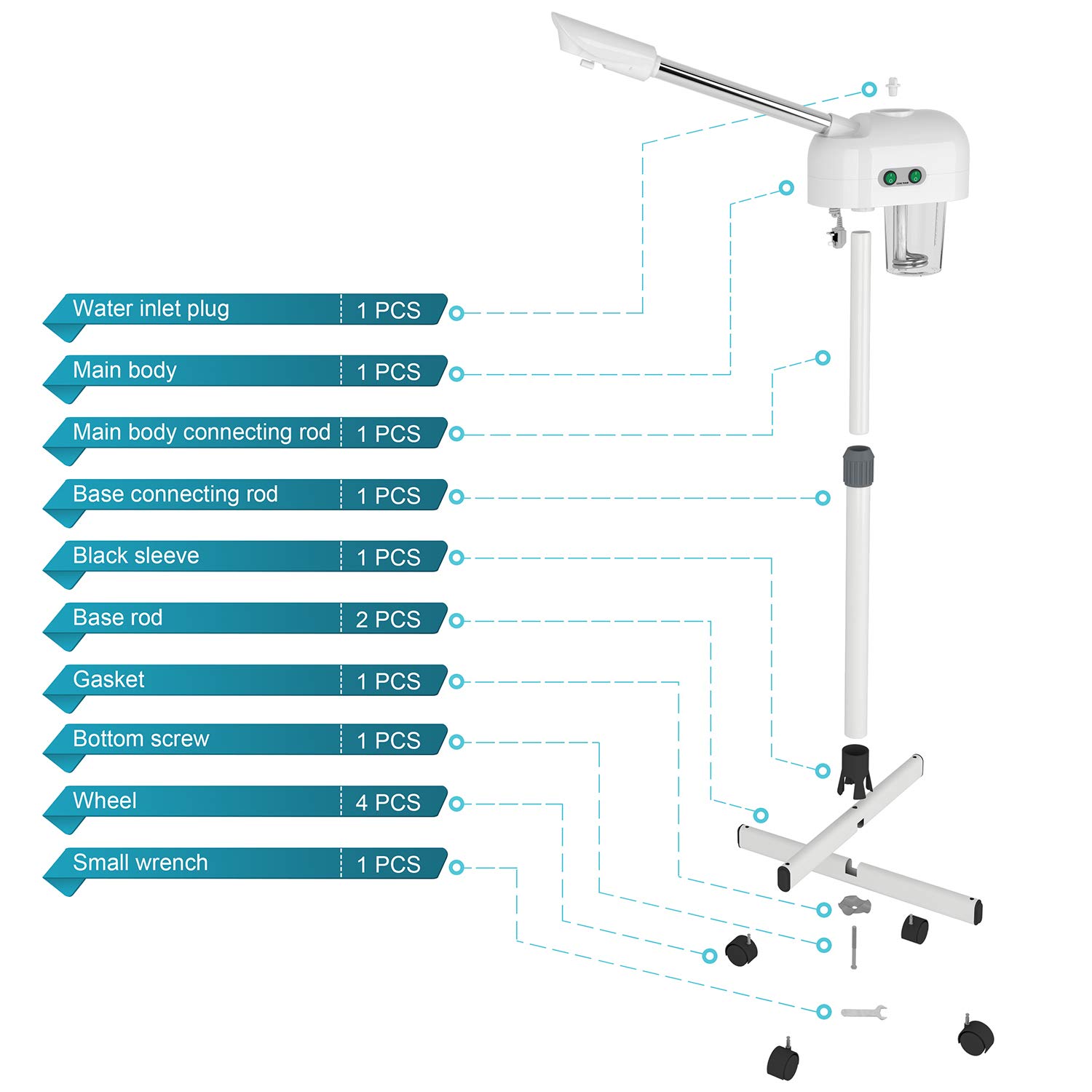 Professional Facial Steamer with Hot Mist & Ozone Technology | Home & Salon Use | Blackhead Removal & Skin Hydration | Adjustable Height | Perfect for Spa Days & Skincare Routines