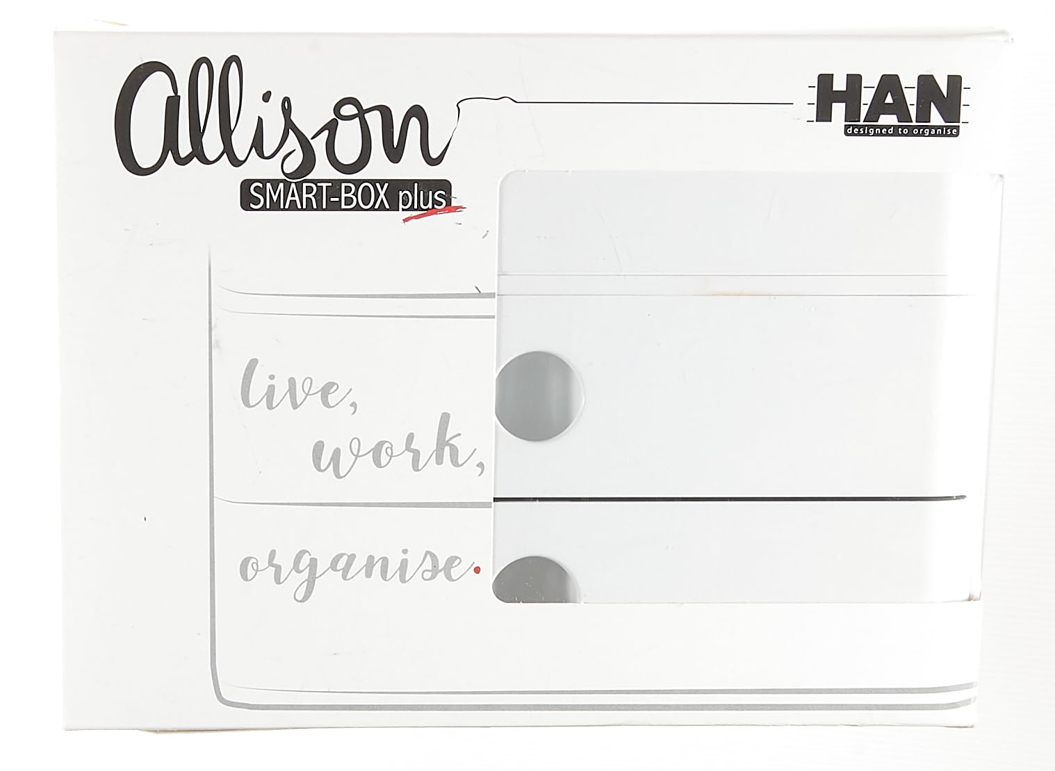 Allison Smart-Box Plus 1100-12 - 2 Drawer Storage Organizer with Utensil Compartment, White Kitchen Cabinet Organizer for Utensils, Spices & Small Items