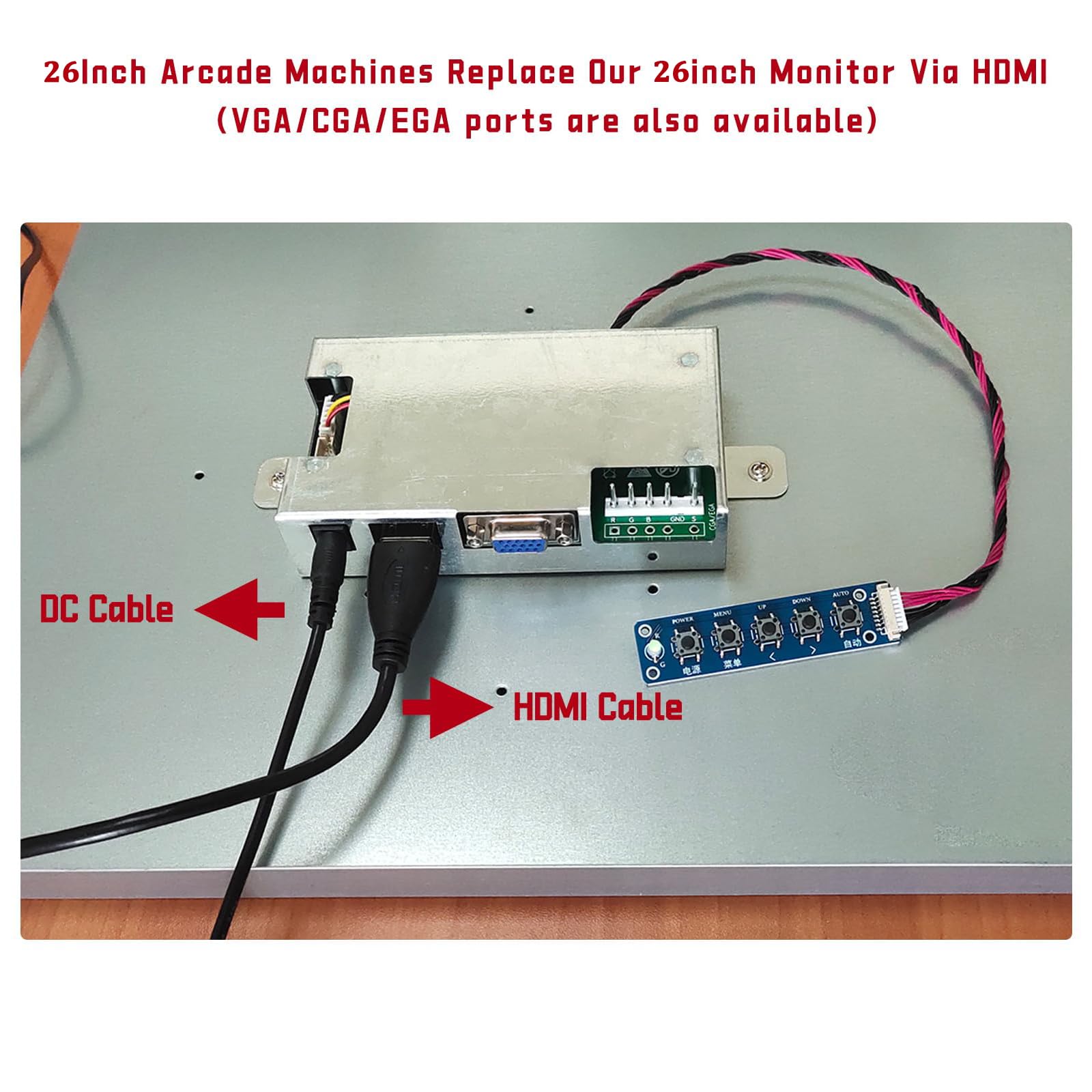 UNICO 26 Inch 4:3 LCD Arcade Monitor - HDMI/VGA/CGA/EGA Compatible Gaming Display for Arcade Machines | Easy Installation Accessory | Perfect for Retro Gaming & Home Arcade Setup (26 Inch)