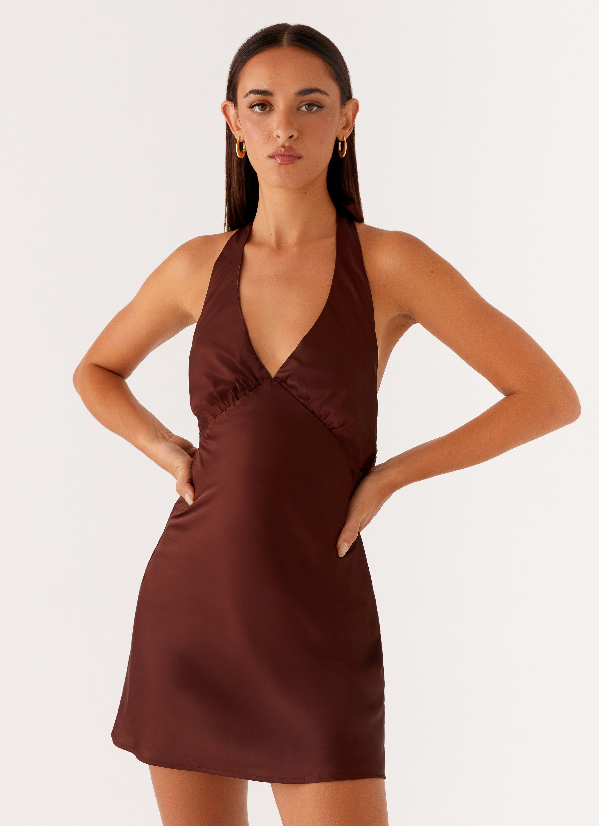 Heavy Hearted Mini Dress in Chocolate Brown - Elegant & Comfortable for Casual Outings, Date Nights & Special Events