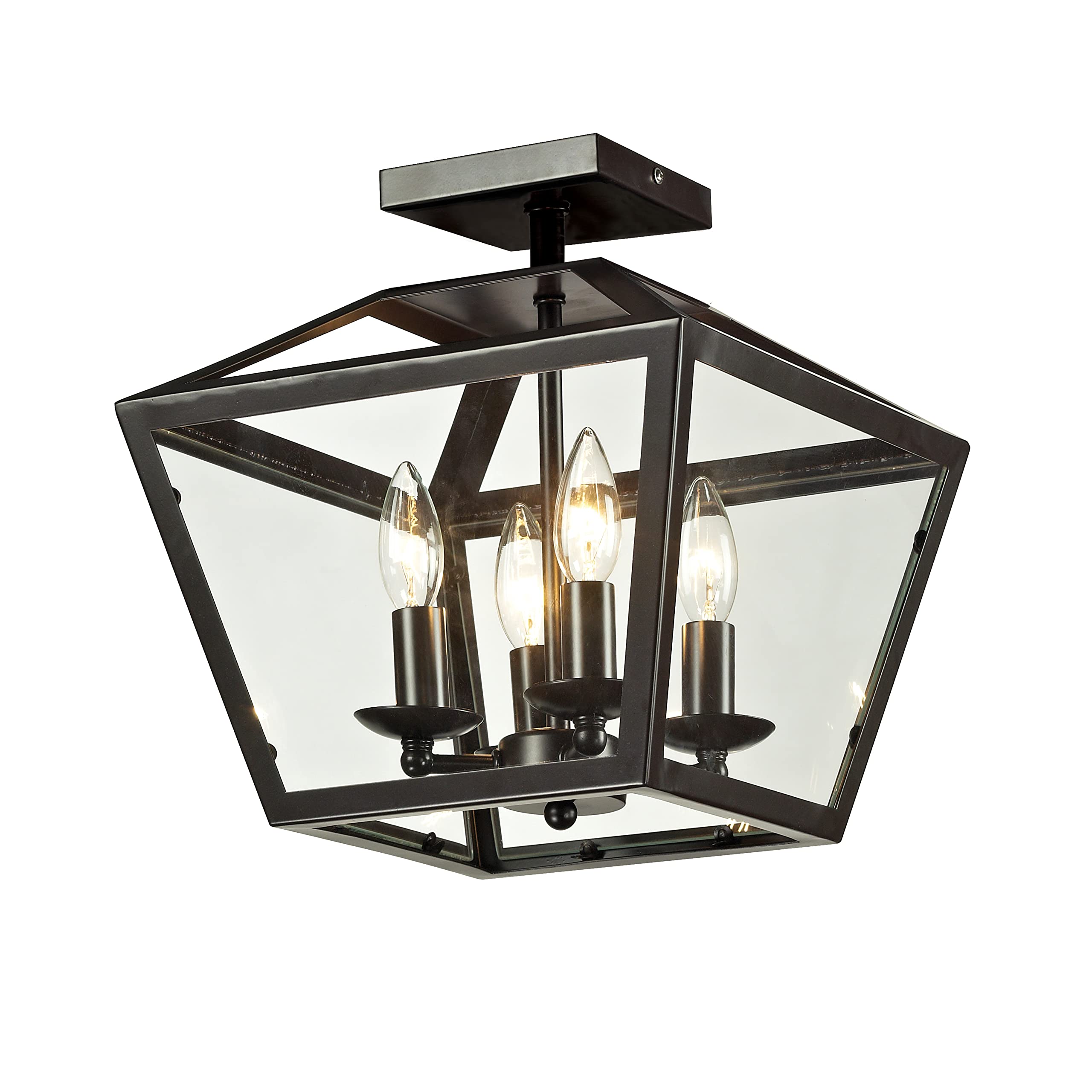 Elk Home Alanna 12-Inch Wide 4-Light Semi Flush Mount Ceiling Light Fixture in Oil Rubbed Bronze - Perfect for Dining Room, Bedroom, or Hallway Lighting