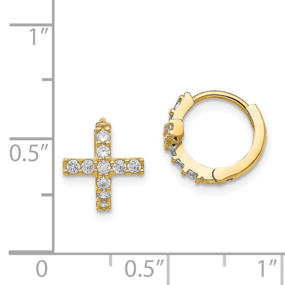 14K Yellow Gold Hinged Huggie Earrings for Women - 11mm Cubic Zirconia CZ Hoop Earrings | Perfect for Everyday Wear, Date Nights & Special Occasions