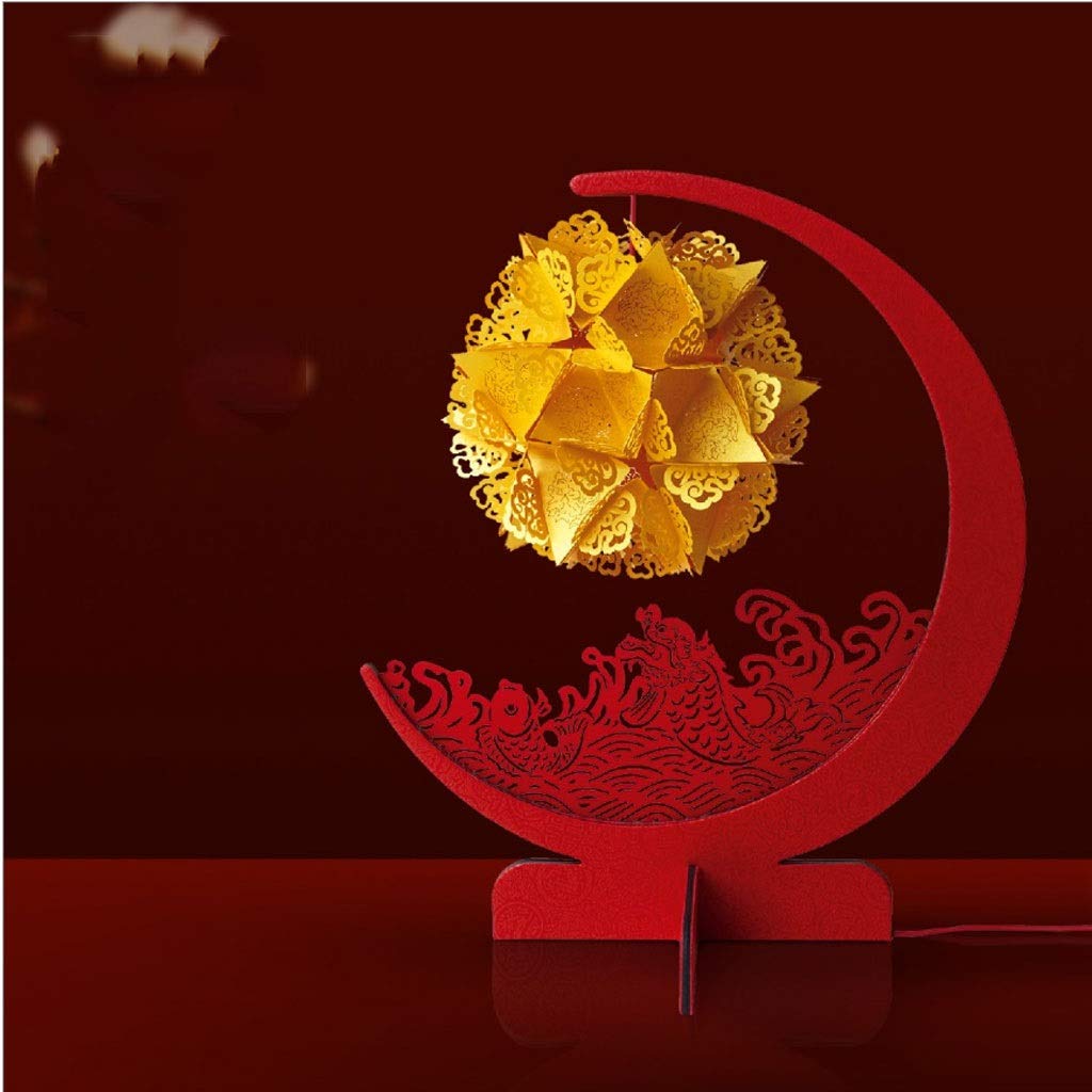 Chinese Style Fortune Koi Paper Carving Desk Lamp - DIY Ancient Art Craft Kit, Unique Cultural Gift for Girlfriend, Home Office Decor | Perfect for Living Room, Bedroom & Study Lighting