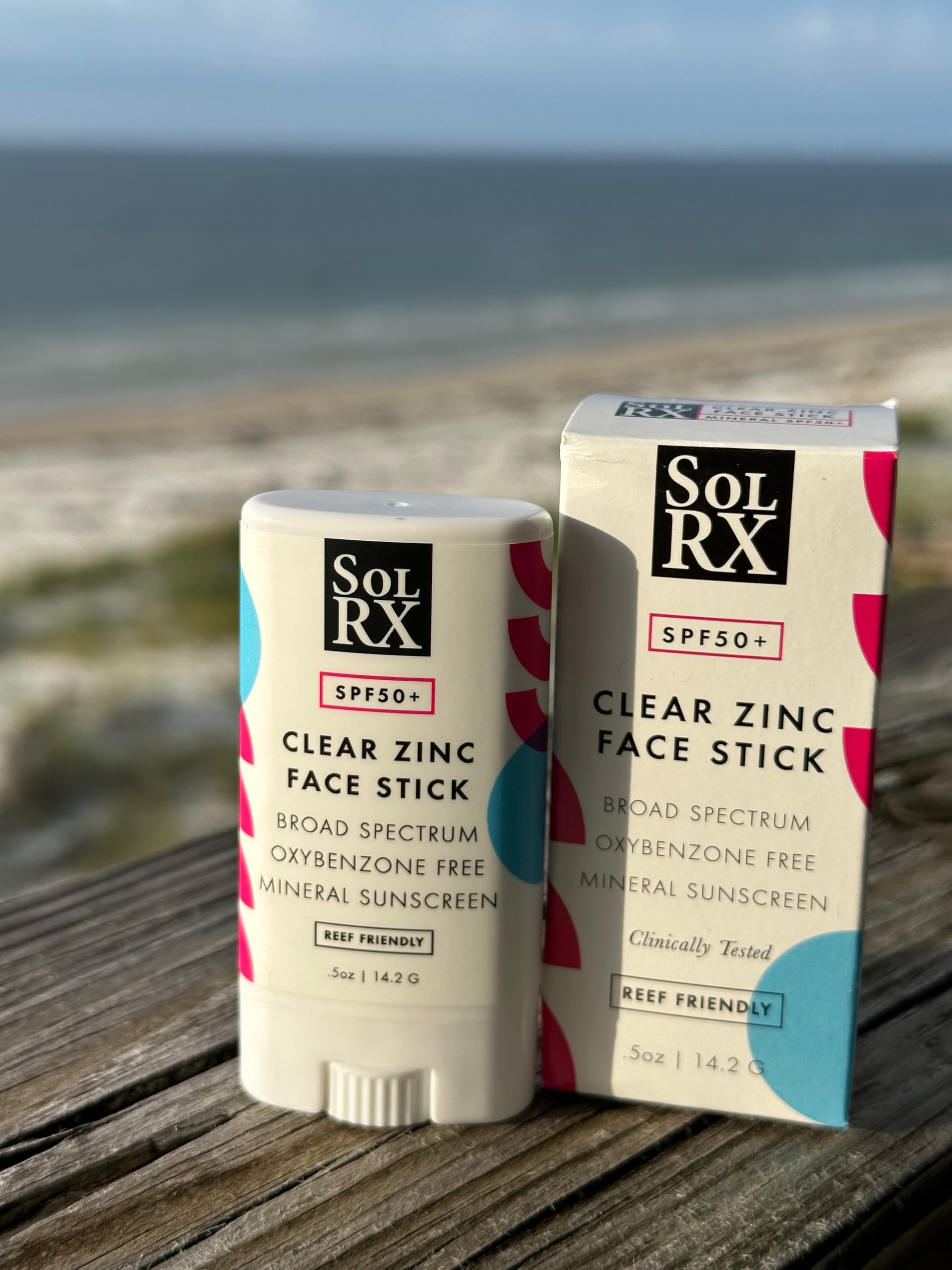 SolRX MINERAL SPF 50 Sunscreen Stick for Face - Zinc Oxide Sun Protection, Clear & Non-Greasy Formula, Water-Resistant, Reef Safe - Perfect for Outdoor Activities, Beach, Hiking & Daily Use
