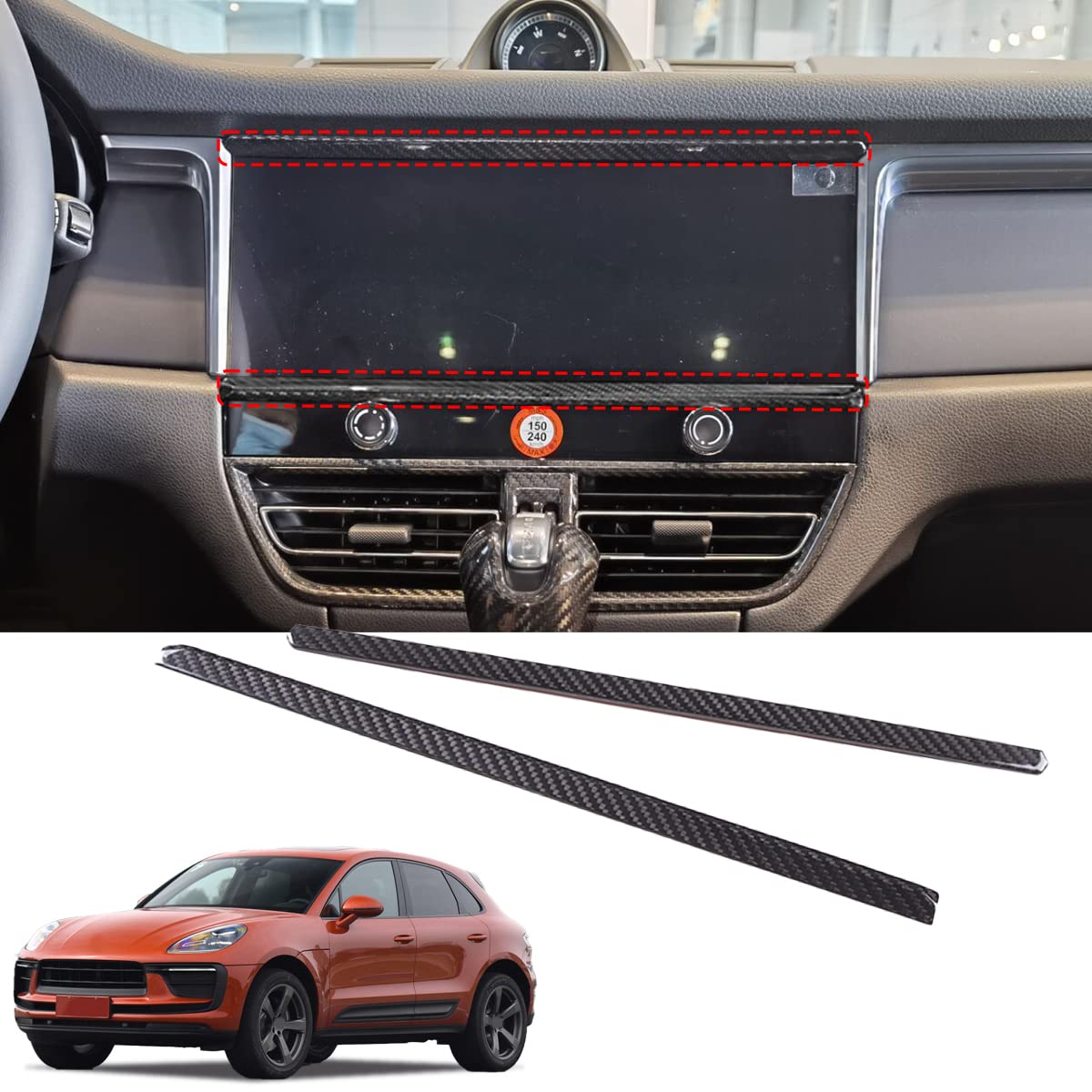 Porsche Macan 2022-2023 Carbon Fiber Center Trim - Car Interior Upgrade for Luxury Driving