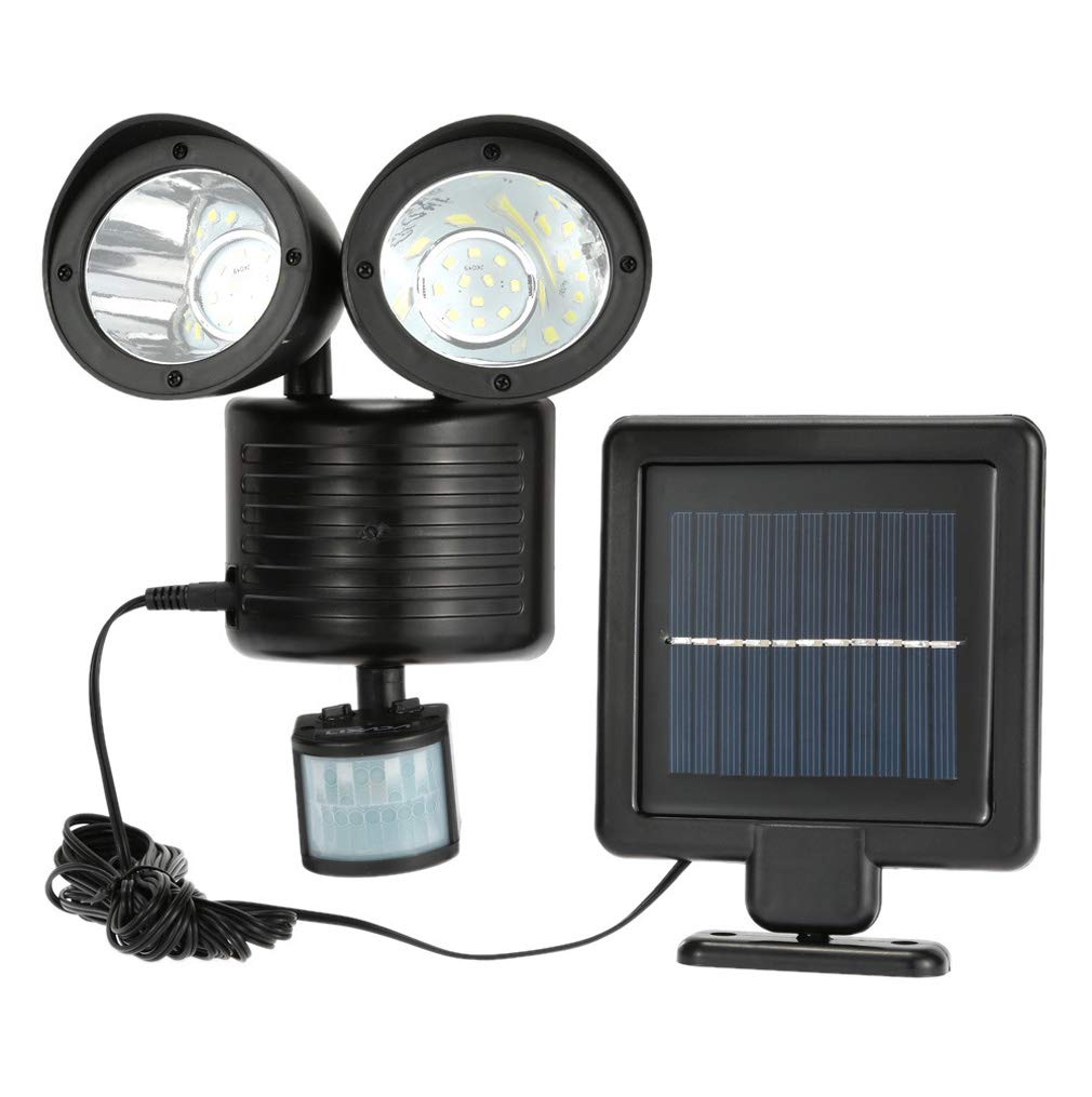 22 LED Solar Outdoor Lights - Waterproof Double Head Motion Sensor Spotlight for Garden, Pathway, Garage & Wall - Solar Flood Light for Home Security & Landscape Lighting