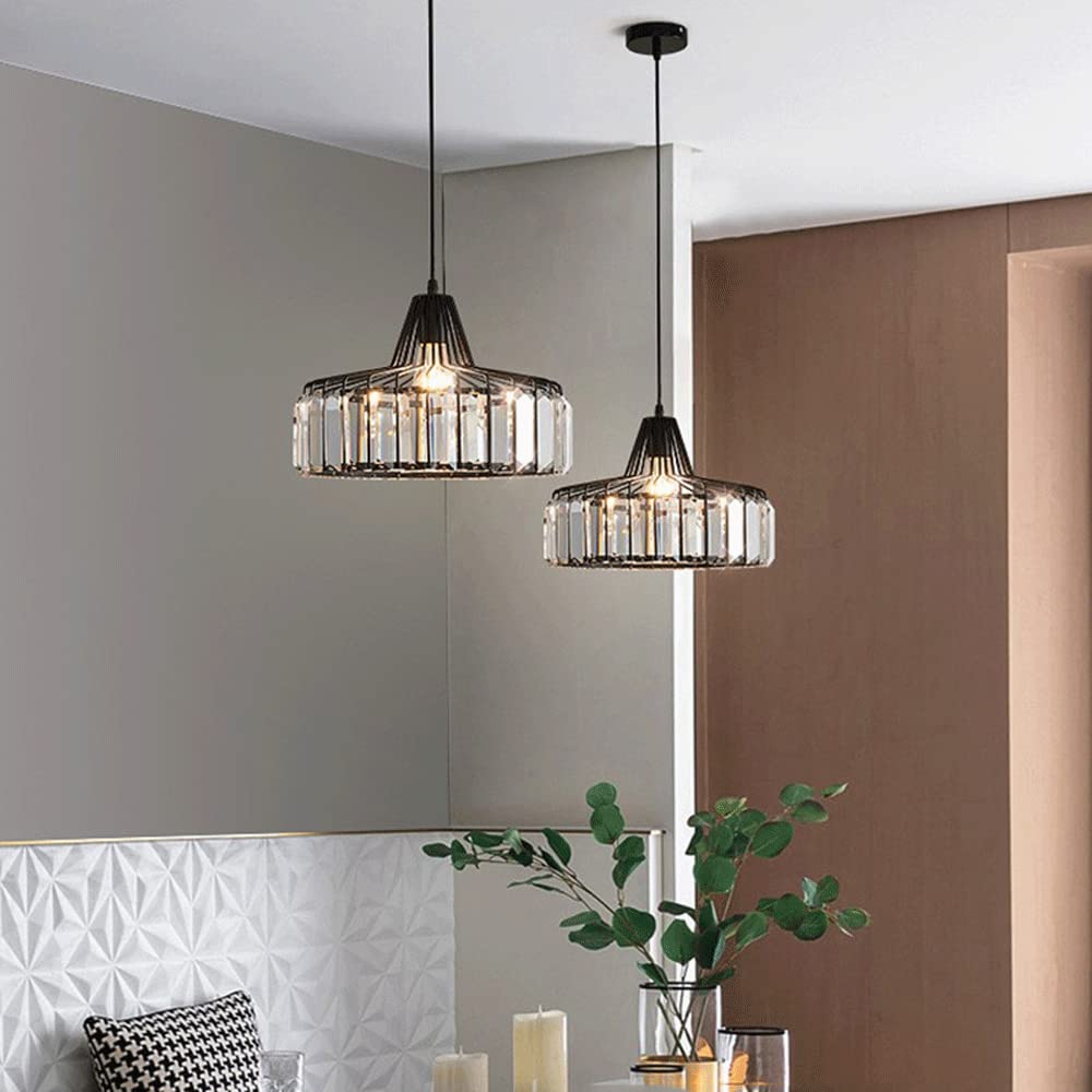 Modern Crystal Chandelier - Elegant Round Pendant Light for Bedroom, Balcony, Bathroom & Dining Room - Wrought Iron Hanging Fixture for Luxury Home Decor, Clothing Store Lighting & Interior Design