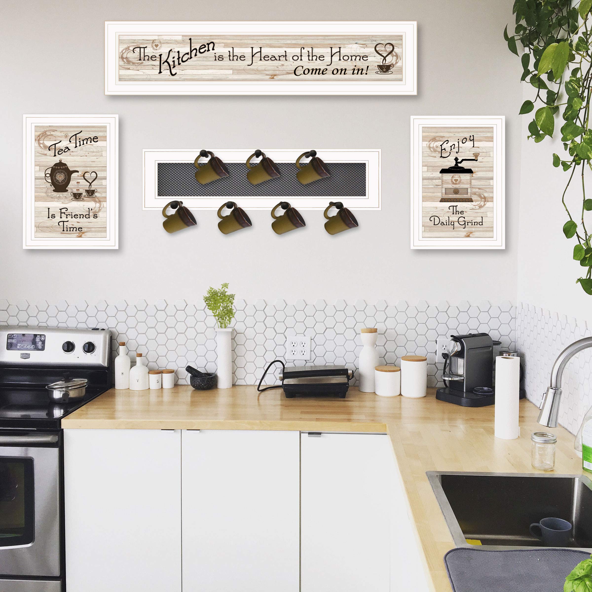 33x10 Inch White Kitchen IV Printed Wall Art - Perfect for Home Decor, Dining Room, and Modern Farmhouse Style