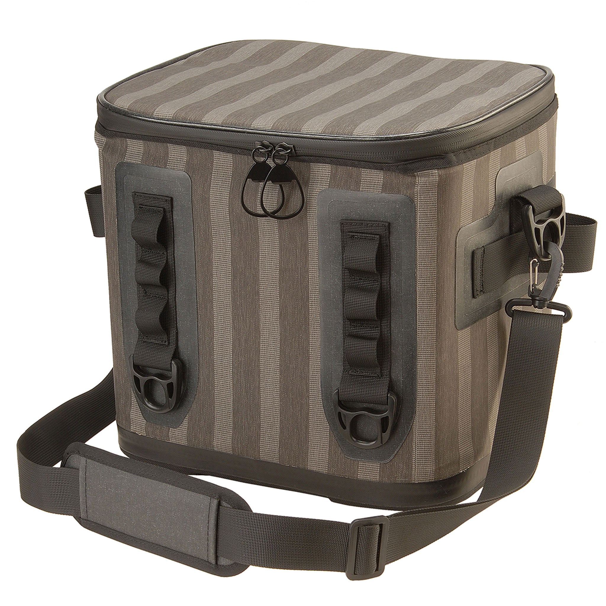 12 Inch Soft Cooler with Gray Stripes - Insulated Lunch Bag for Picnics, Beach Trips, and Outdoor Adventures