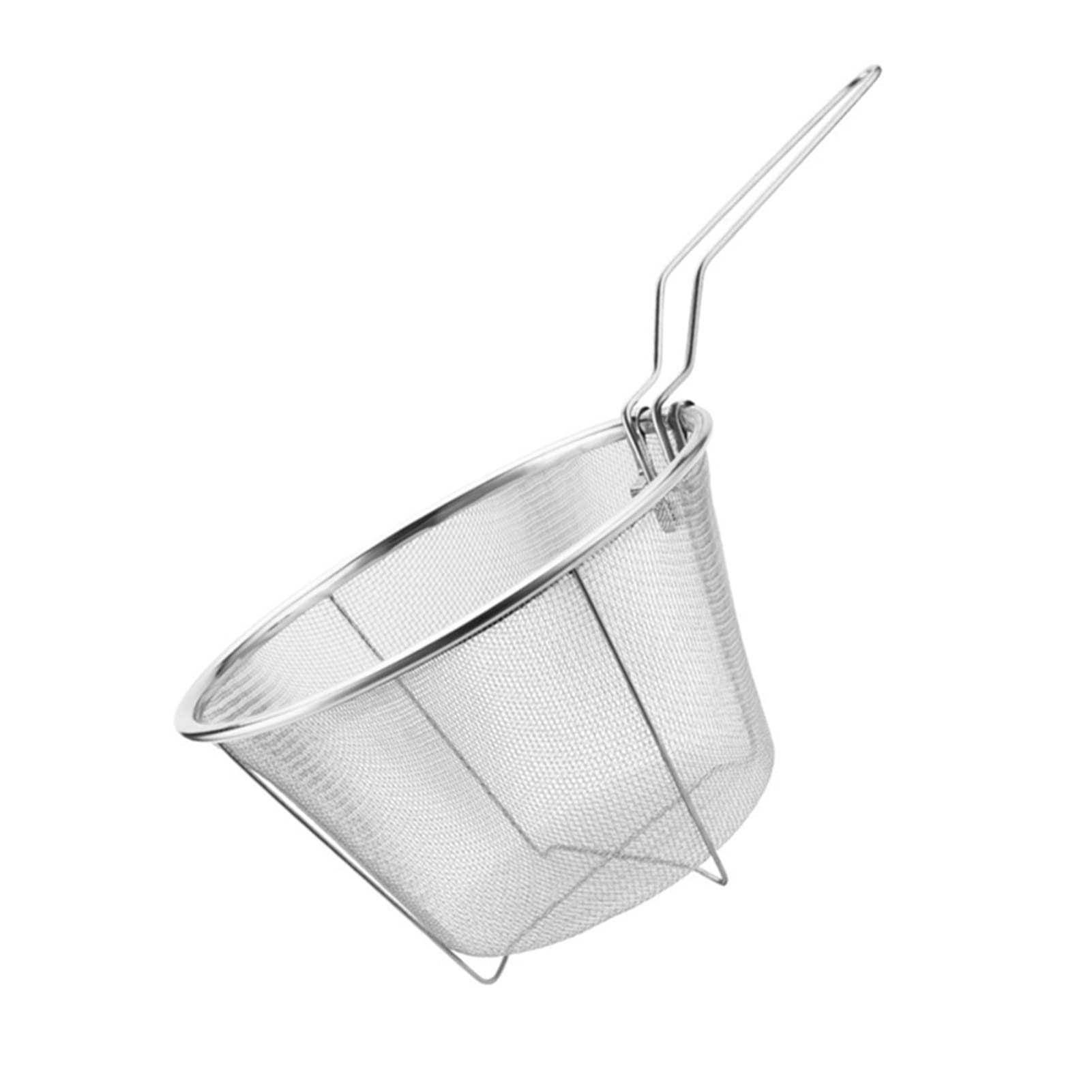 Stainless Steel French Fry Basket 18cm - Deep Round Wire Mesh Fryer Basket with Handle for Cooking, Frying, and Serving Chips - Perfect for Restaurants, Food Trucks, and Home Kitchens