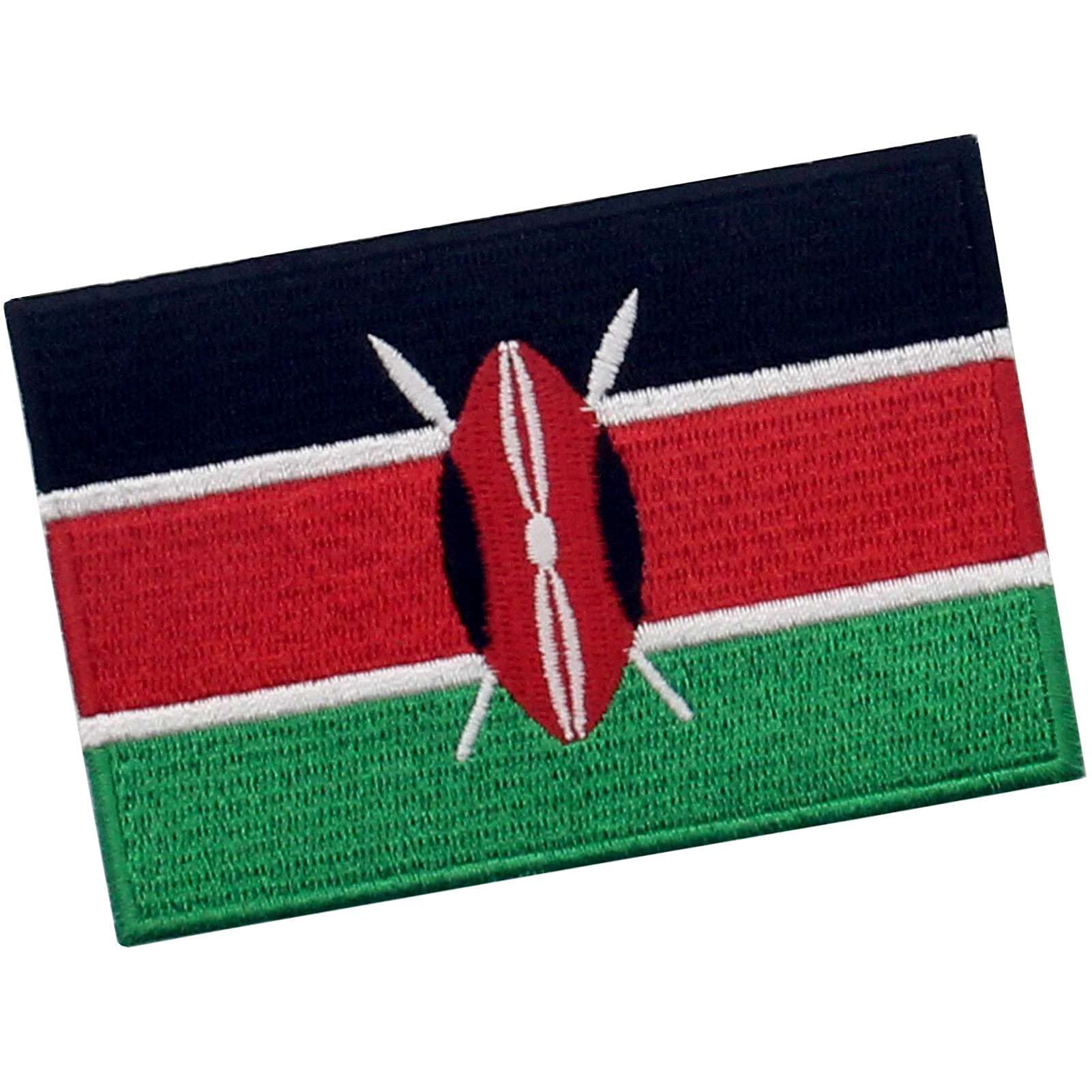 Kenya Flag Patch - Embroidered Iron On & Sew On Applique - Kenyan National Emblem for Backpacks, Jackets & Uniforms