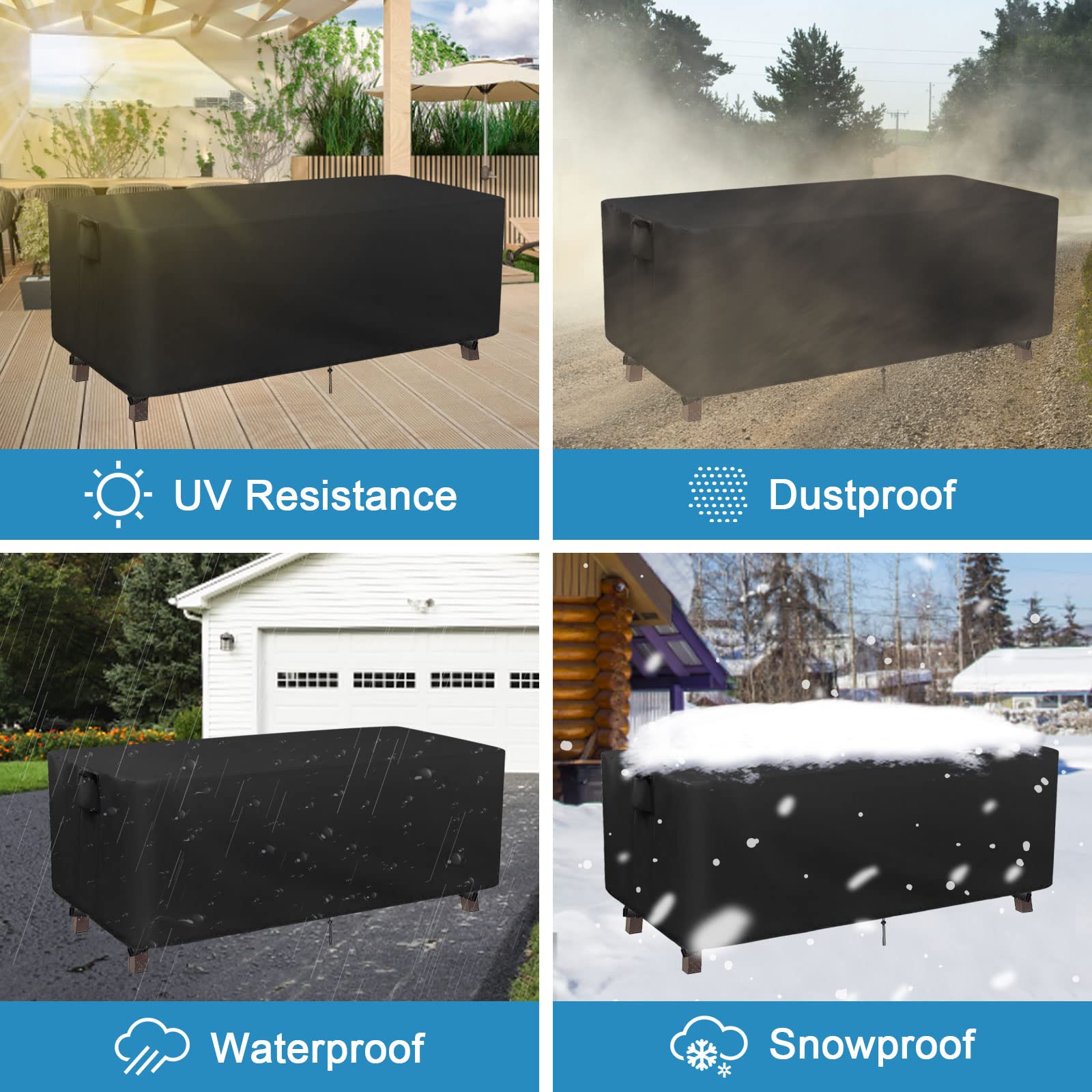 Waterproof Heavy Duty Rectangular Patio Table Cover 56