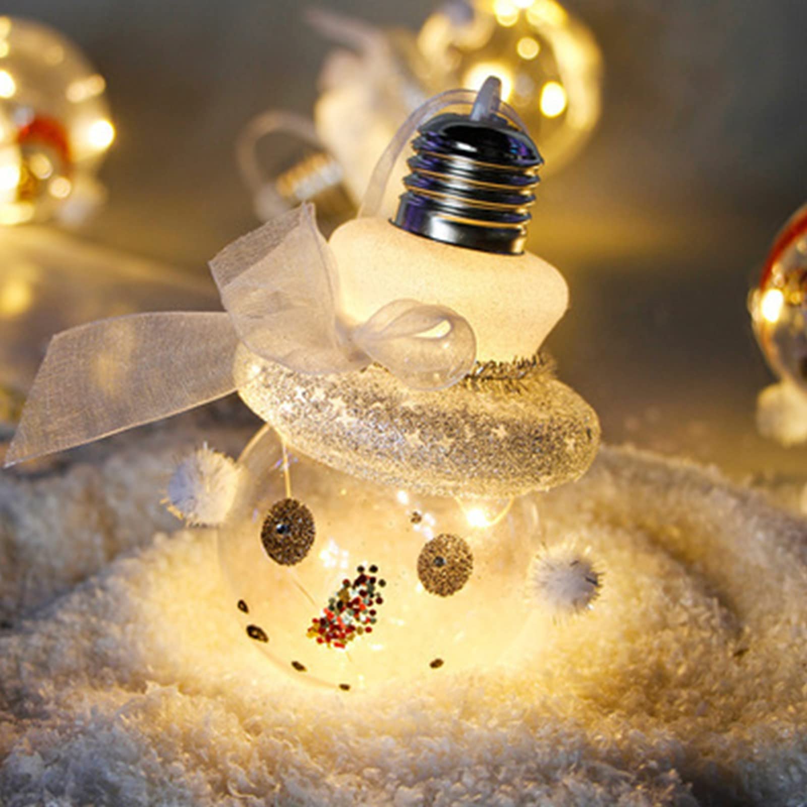Unique Mini Christmas Tree LED Luminous Pendant Ornaments - Smiling Snowman Lights with Warm White Glow for Holiday Decor (Silver) | Perfect for Christmas Tree Decorations, Home & Office Holiday Displays