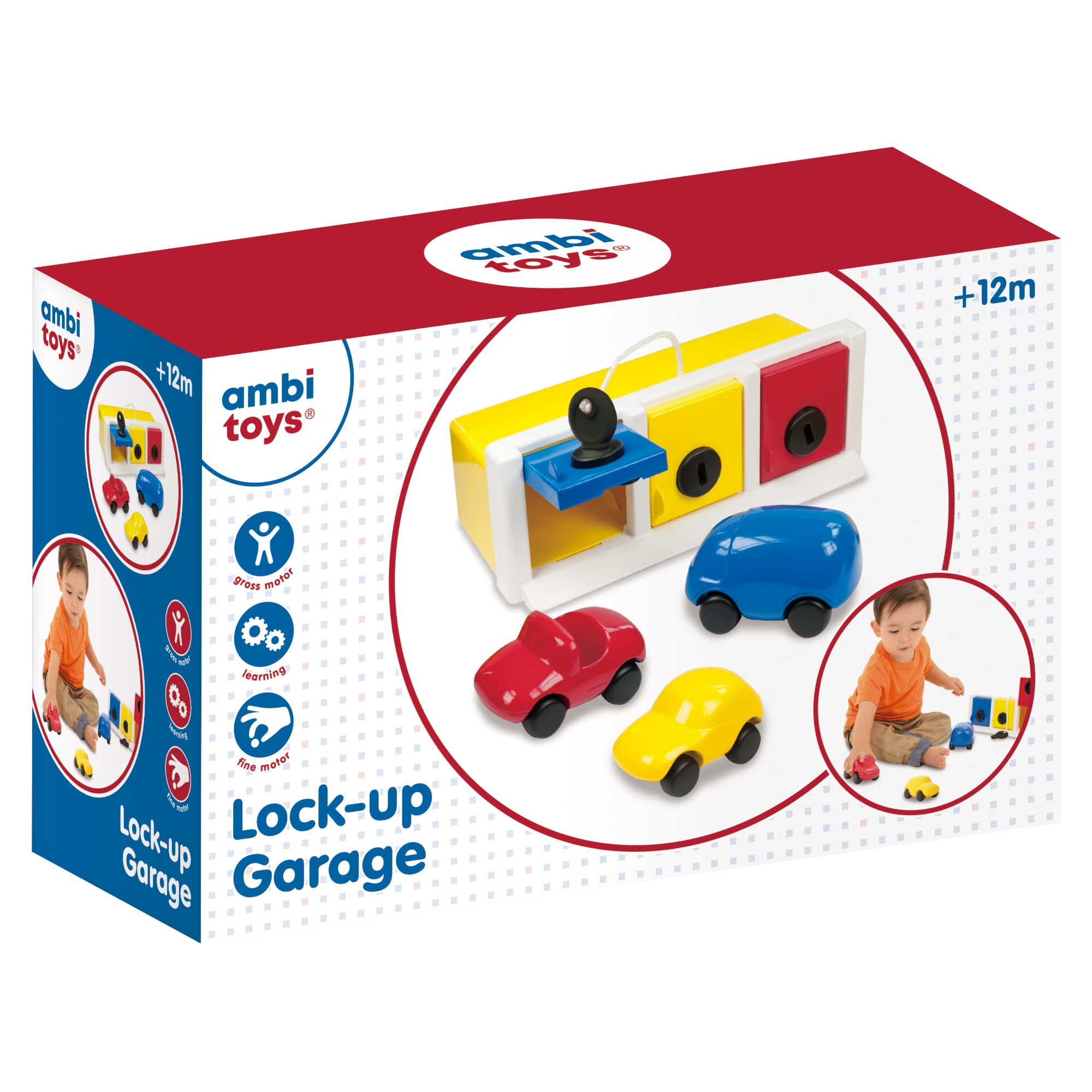 Ambi Toys Lock-Up Garage - Interactive Toy Garage for Kids with Cars & Play Figures | Pretend Play, Role-Playing Games & Early Learning Development