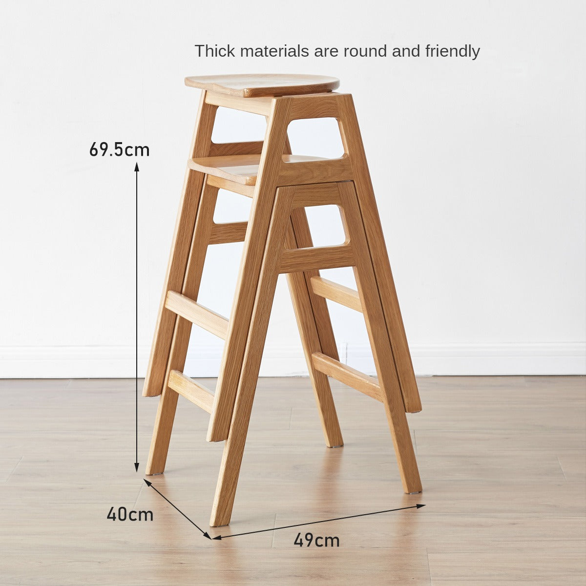 Solid Oak Wood High Bar Stool - Durable & Stylish for Kitchen Island, Breakfast Nook, and Home Bar Use