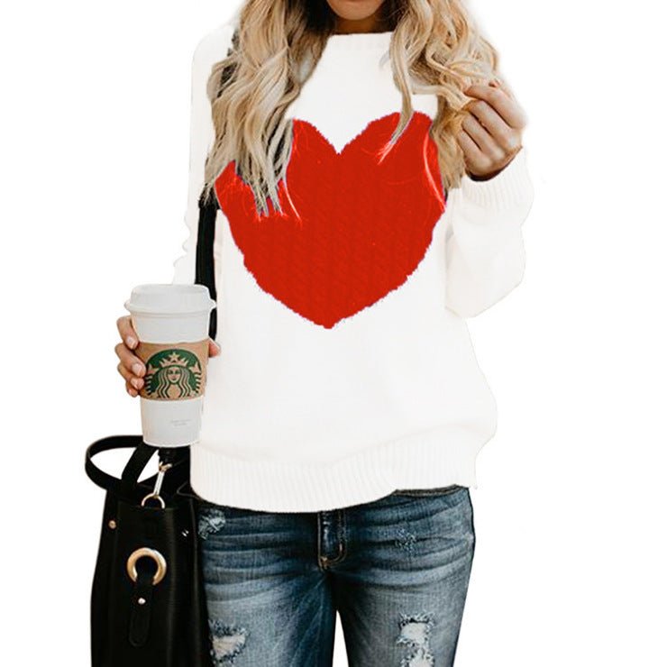 Women's Love Printed Pullover Sweater - Solid Color Knit Sweatshirt for Spring & Fall | Valentine's Day Gift | Casual Wear & Date Night Outfits