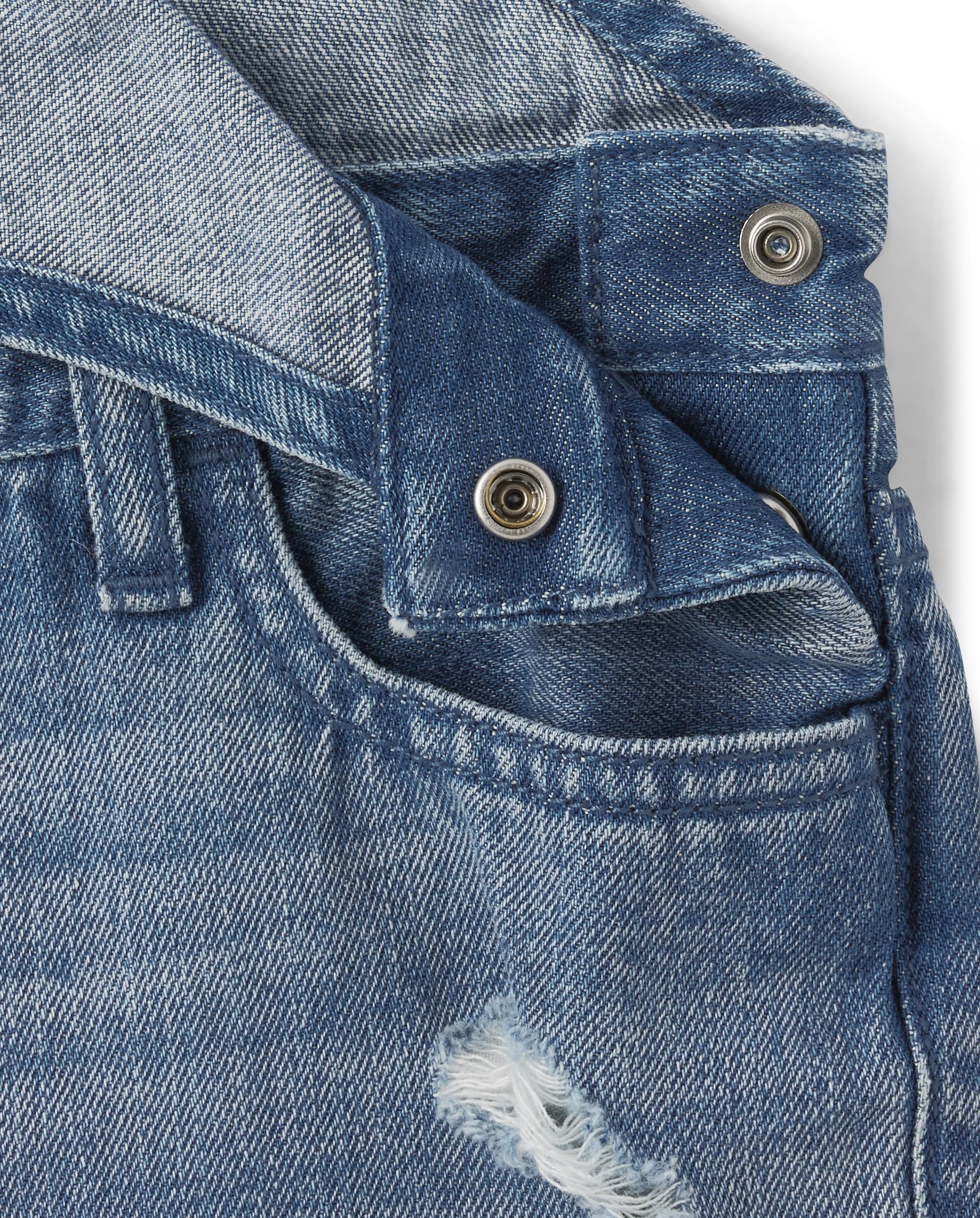 The Children's Place Girls Denim Shortall Overalls - Cute & Comfortable Toddler Jumpsuit for Playtime, Summer Outfits & Casual Wear