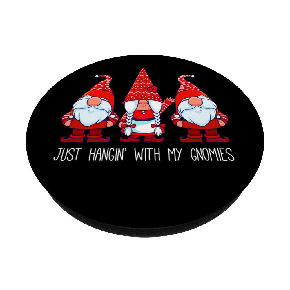 Just Hangin' With My Gnomies Women's PopSockets PopGrip - Swappable Phone Grip for iPhone, Samsung & Tablets | Cute Gnome Design for Everyday Use, Selfies & Phone Stand