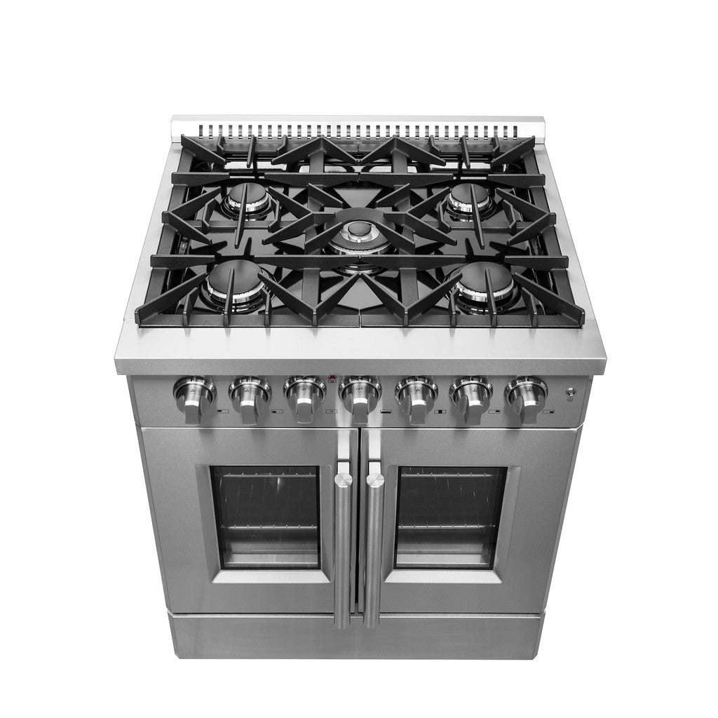 Forno Galiano 30-inch 4.32 cu. ft. Freestanding Dual Fuel Range - Stainless Steel French Door Gas Stove & Electric Oven (Model FFSGS6356 30) | Perfect for Modern Kitchens, Home Chefs & Entertaining