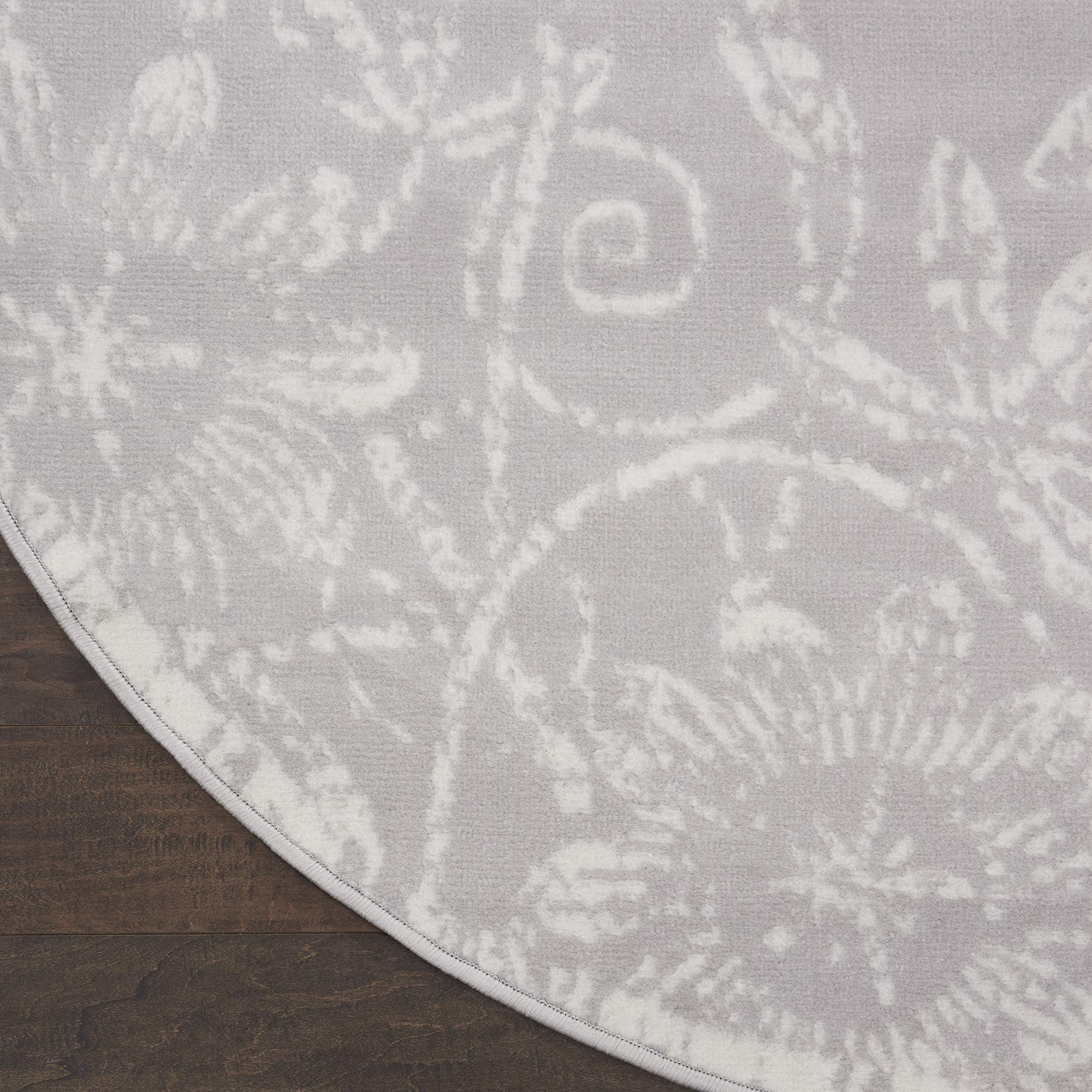 Nourison Whimsicle Floral Grey 8' Round Area Rug - Non-Shedding, Easy to Clean, Soft & Durable - Perfect for Bedroom, Living Room, Dining Room & Kitchen Decor (8ft Round)