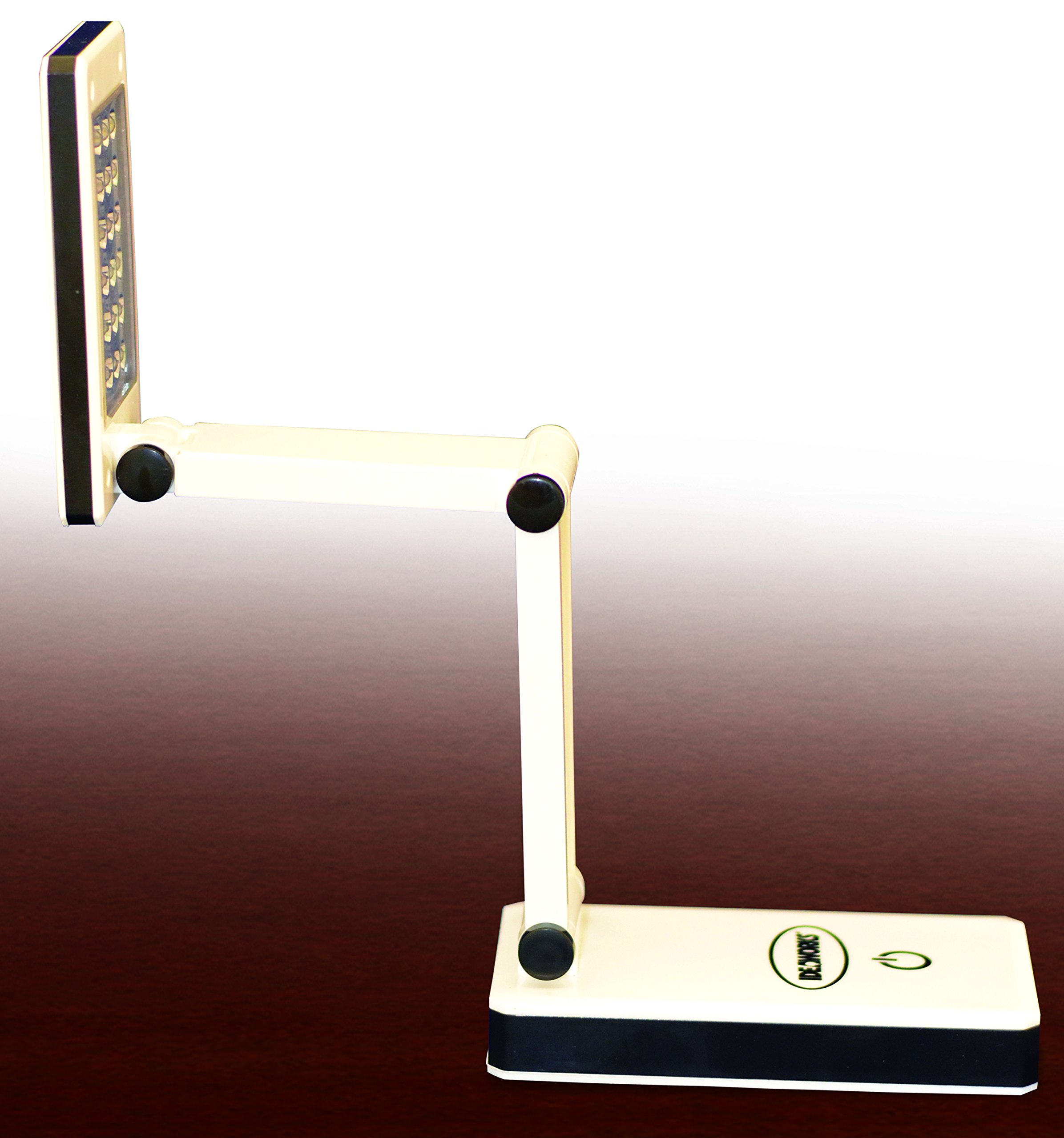 IdeaWorks Foldable LED Desk Lamp - Portable & Adjustable for Home, Office, Dorm - ABS Plastic White Light for Studying, Reading, Working