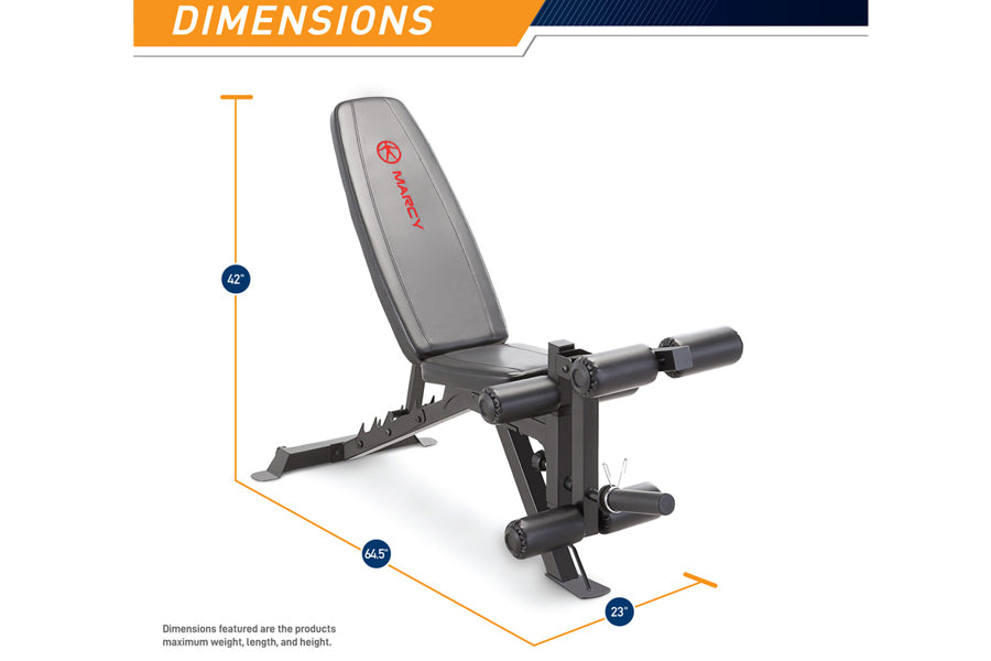 Marcy Deluxe Utility Weight Bench SB-350 - Adjustable Home Gym Bench for Strength Training, Full Body Workouts & Fitness - Perfect for Home Gym, Garage & Small Spaces