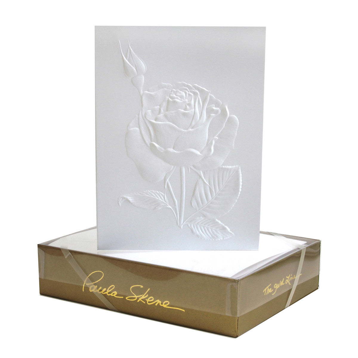 Elegant Vertical Rose Embossed Note Cards - Set of 8 Blank Greeting Cards with Envelopes for Thank You Notes, Wedding Invitations & Special Occasions