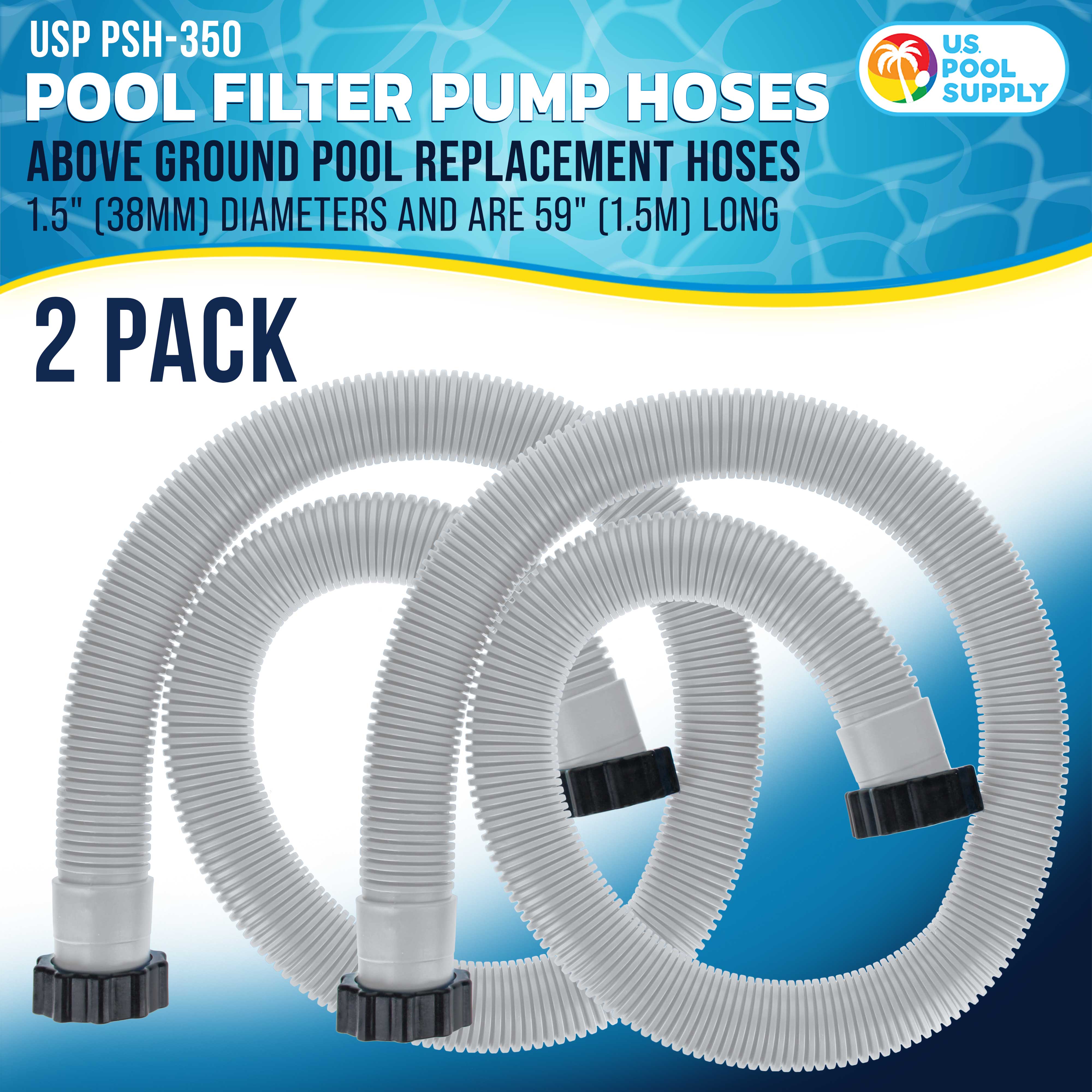 Intex 29060E Compatible Above Ground Pool Hose Replacement - 1.5 Inch Diameter x 59 Inch Long (Pack of 2) for Pool Filter Pumps, Sand Filters & Saltwater Systems (1,500-2,500 GPH) - Perfect for Summer Backyard Swimming Pool Maintenance