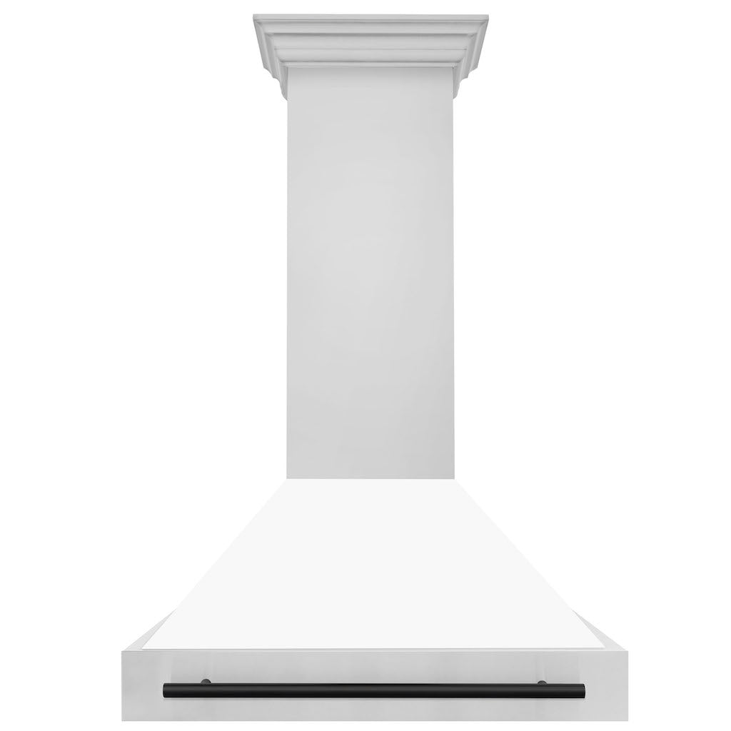 ZLINE Autograph Edition 36 Inch Stainless Steel Range Hood with White Matte Shell & Handle (8654STZ WM36) - Premium Kitchen Ventilation for Modern Homes & Professional Chefs