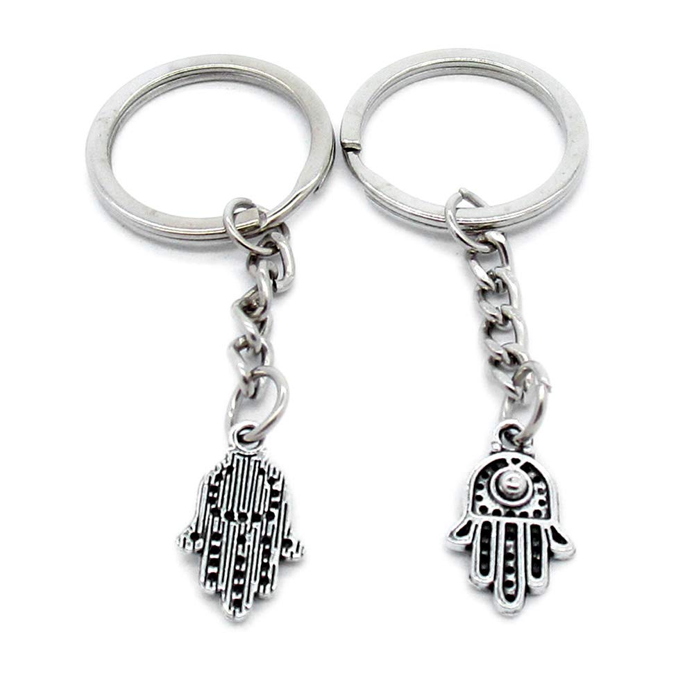 Antique Silver Metal Keychain - Hamsa Hand of Fatima Key Ring for Protection & Good Luck - Perfect for Gifts, Home Decor, and Car Accessories